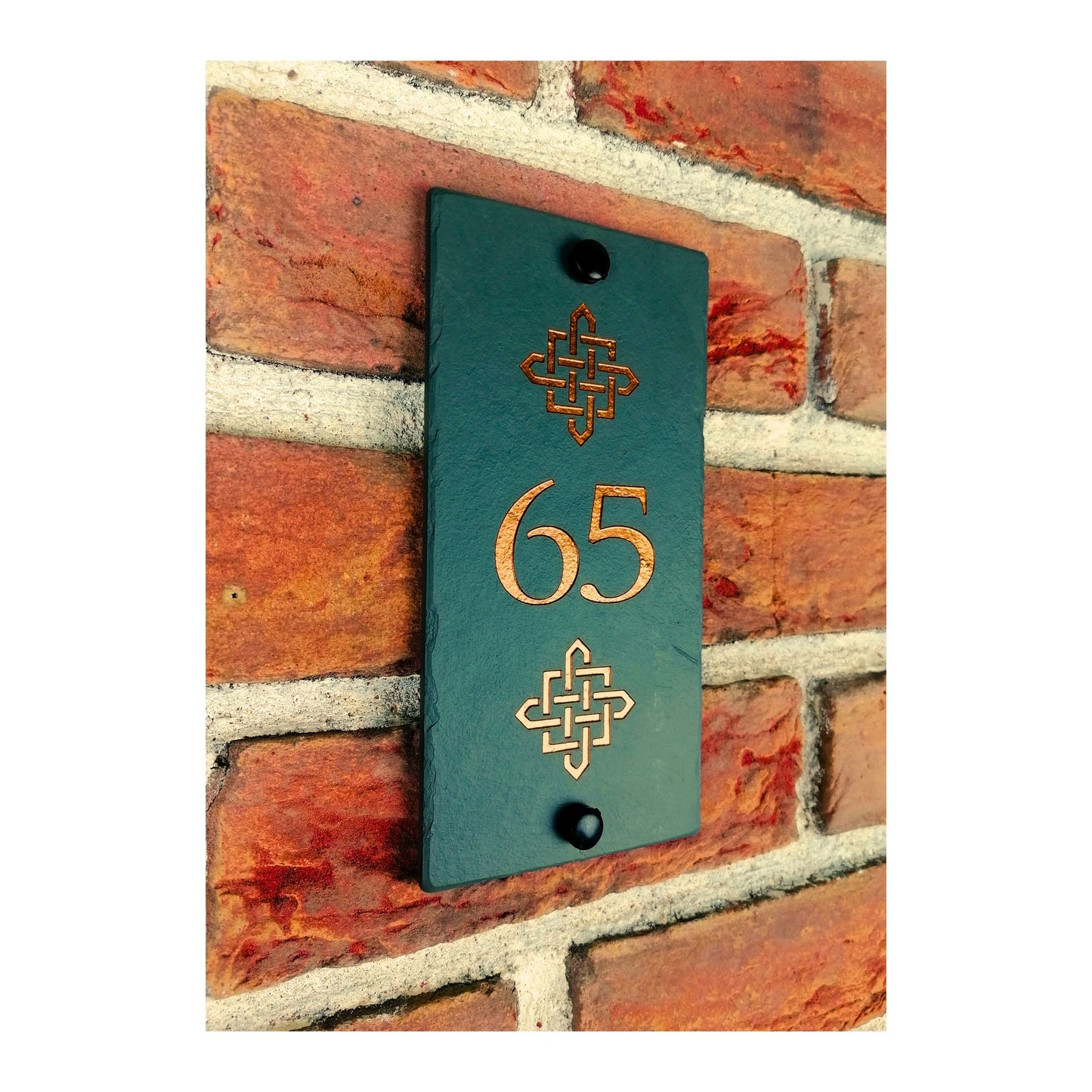 Engraved Natural Slate House Number Sign - Rustic Farmhouse Style Door Number - Wedding, Housewarming, Anniversary Gift Idea