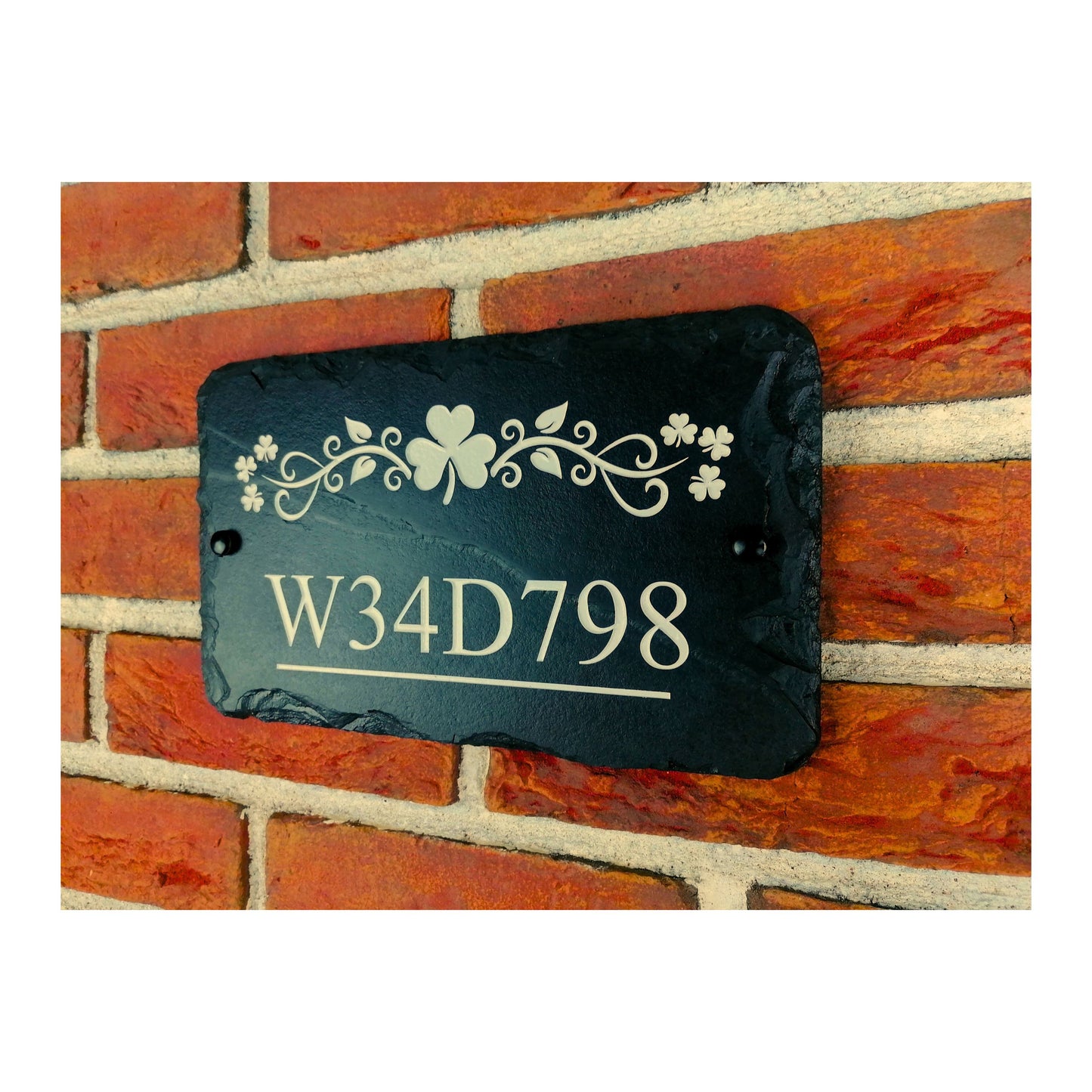 Engraved Natural Slate House Address Sign - Rustic Farmhouse Style Door Number - Wedding, Housewarming, Anniversary Gift Idea
