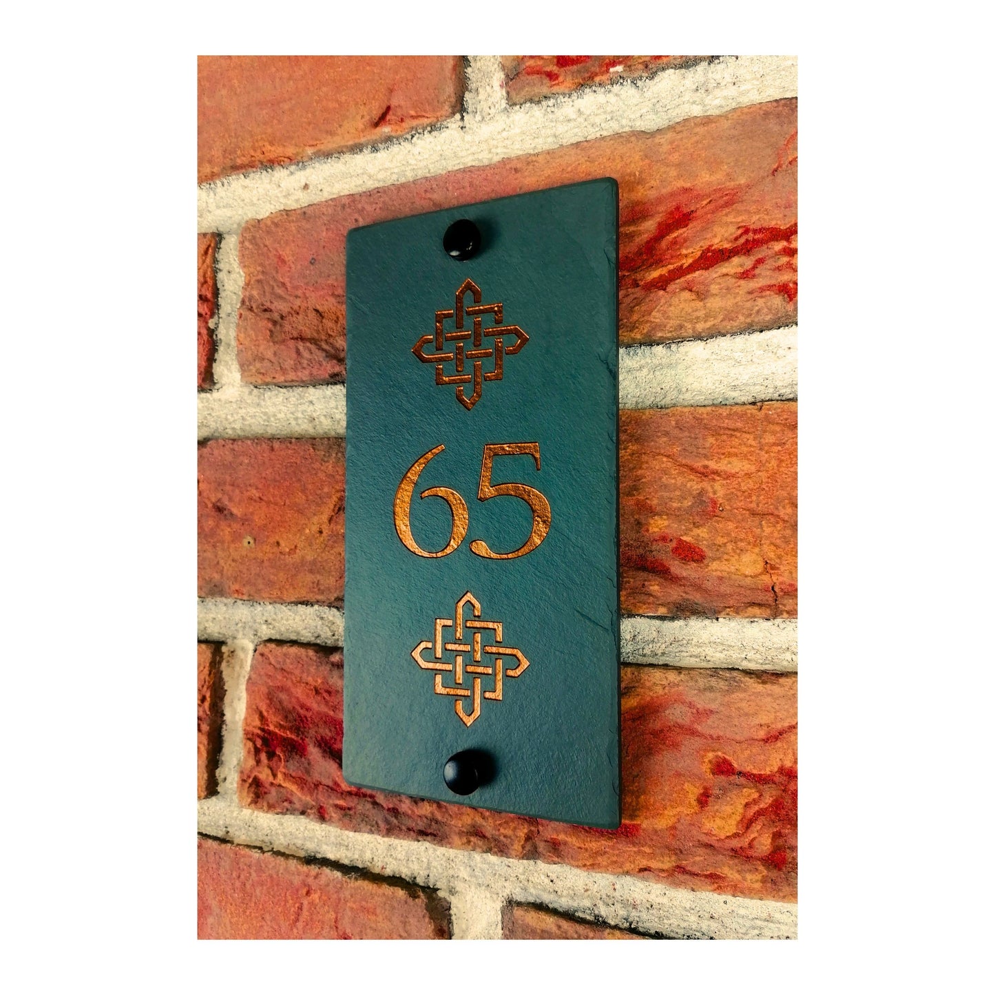 Engraved Natural Slate House Number Sign - Rustic Farmhouse Style Door Number - Wedding, Housewarming, Anniversary Gift Idea