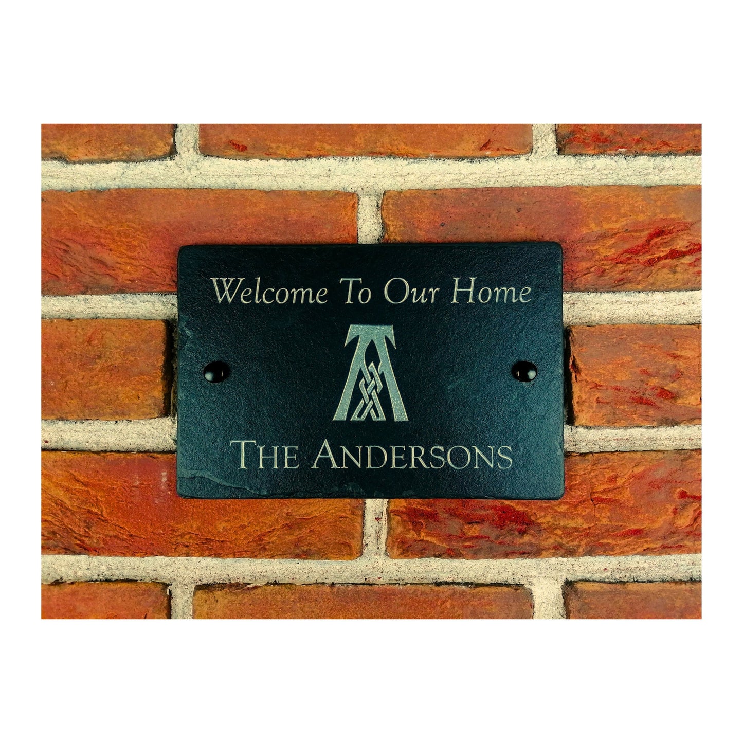 Engraved Natural Slate House Address Sign - Rustic Farmhouse Style Door Number - Wedding, Housewarming, Anniversary Gift Idea