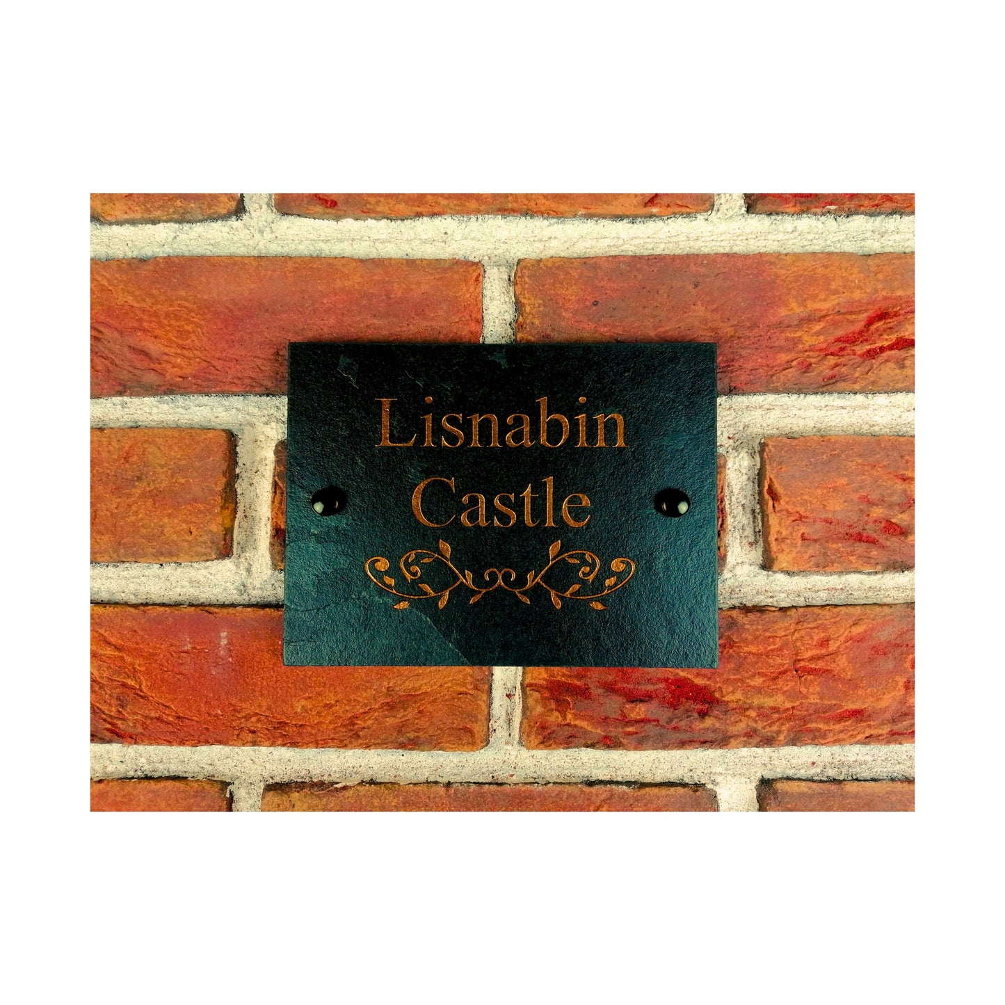 Engraved Natural Slate House Address Sign - Rustic Farmhouse Style Door Number - Wedding, Housewarming, Anniversary Gift Idea