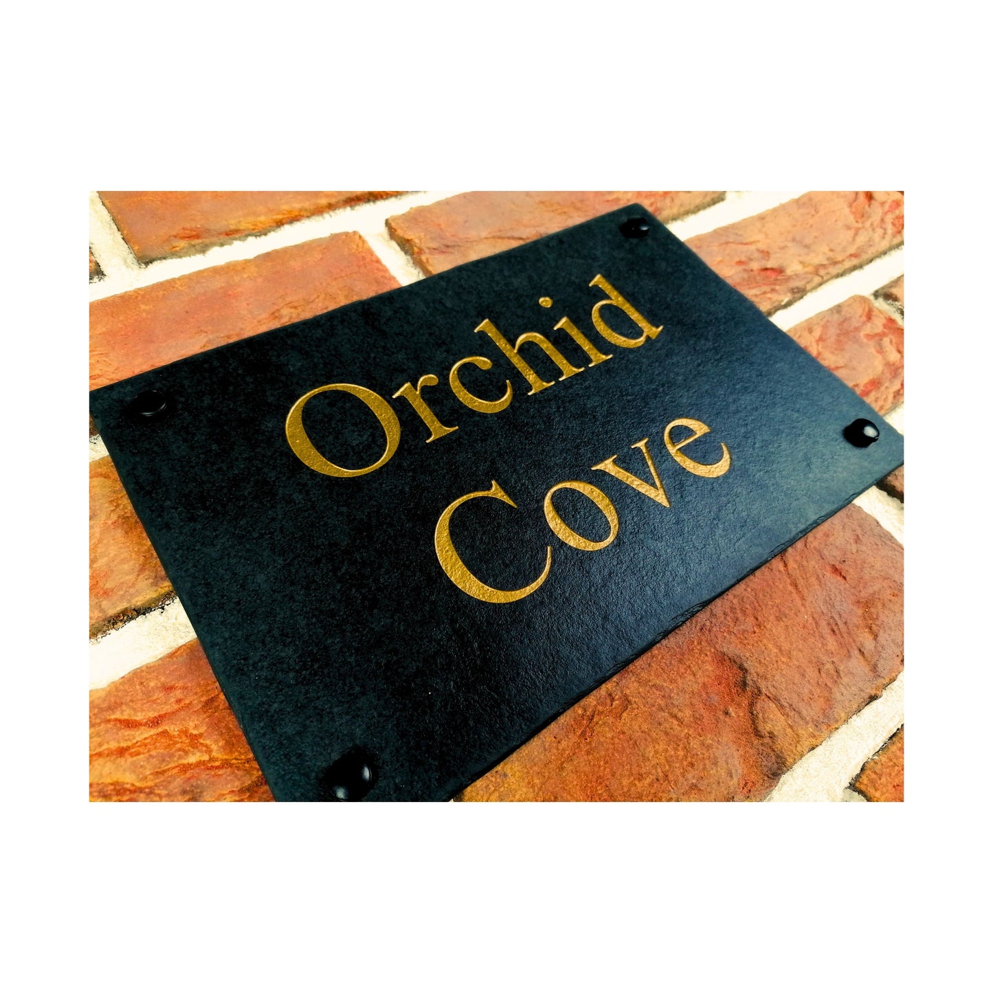 Engraved Natural Slate House Address Sign - Rustic Farmhouse Style Door Number - Wedding, Housewarming, Anniversary Gift Idea