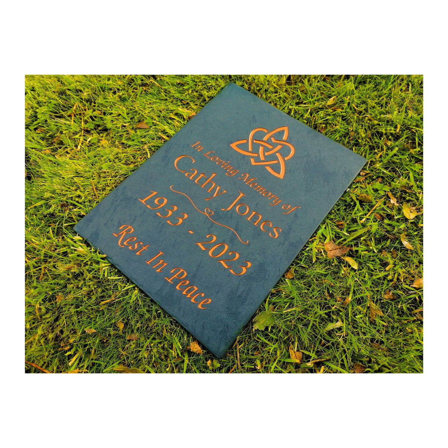 Grave Marker Memorial Plaque | Engraved Natural Slate | Custom Personalised | Gold Copper Silver | Memories Tributes Stone Headstones Bereavement