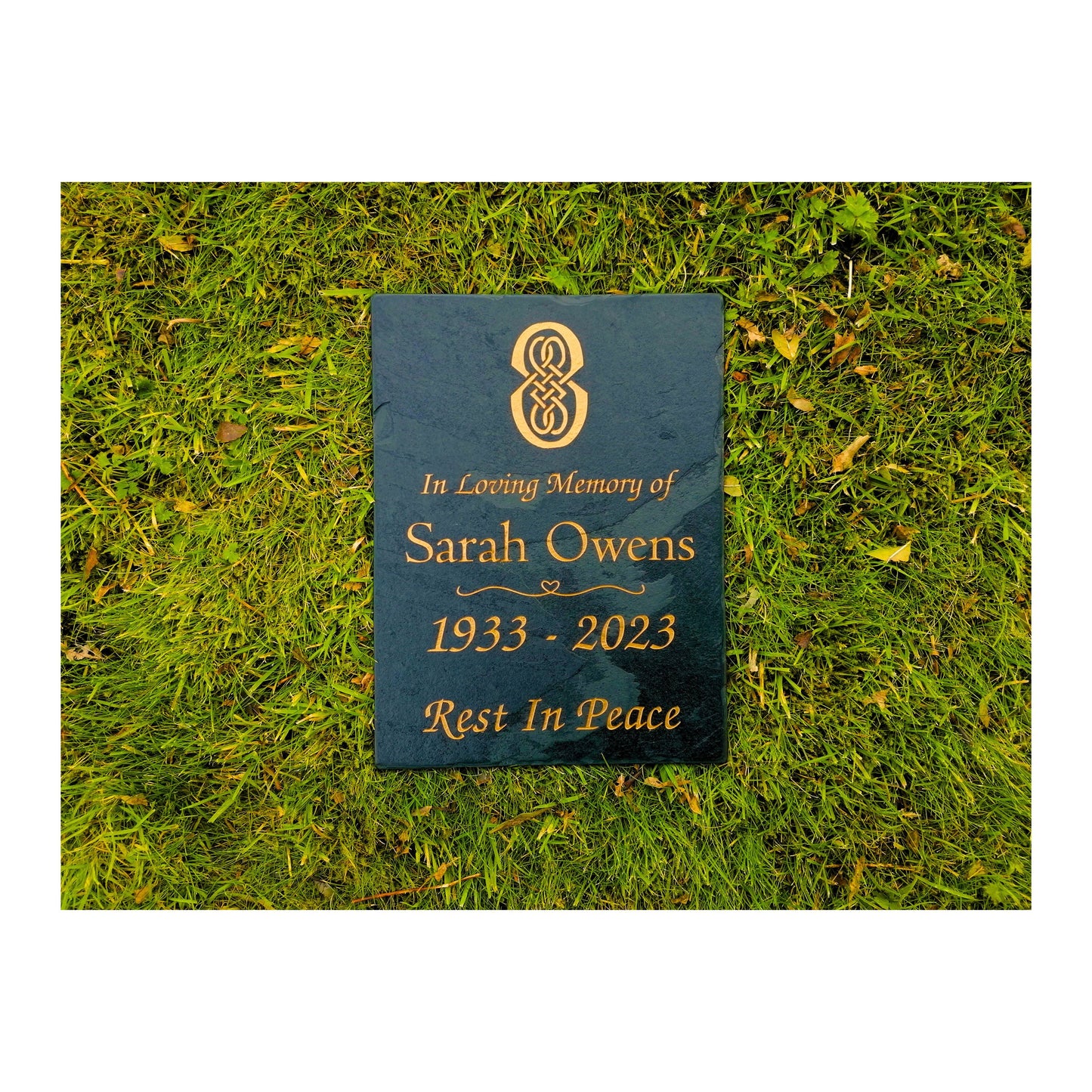 Grave Marker Memorial Plaque | Engraved Natural Slate | Custom Personalised | Gold Copper Silver | Memories Tributes Stone Headstones Bereavement