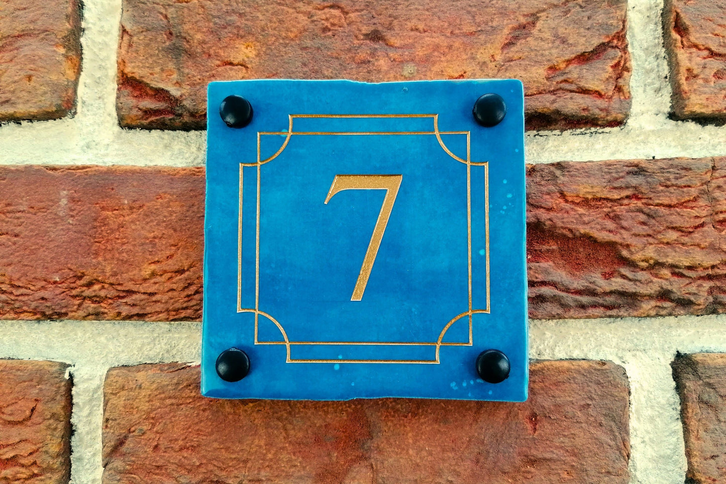 Engraved Ceramic Wall Tile Address Sign | Irish Handmade Square Door Number House Name | Rustic Custom Personalised Postcode Mailbox Irish