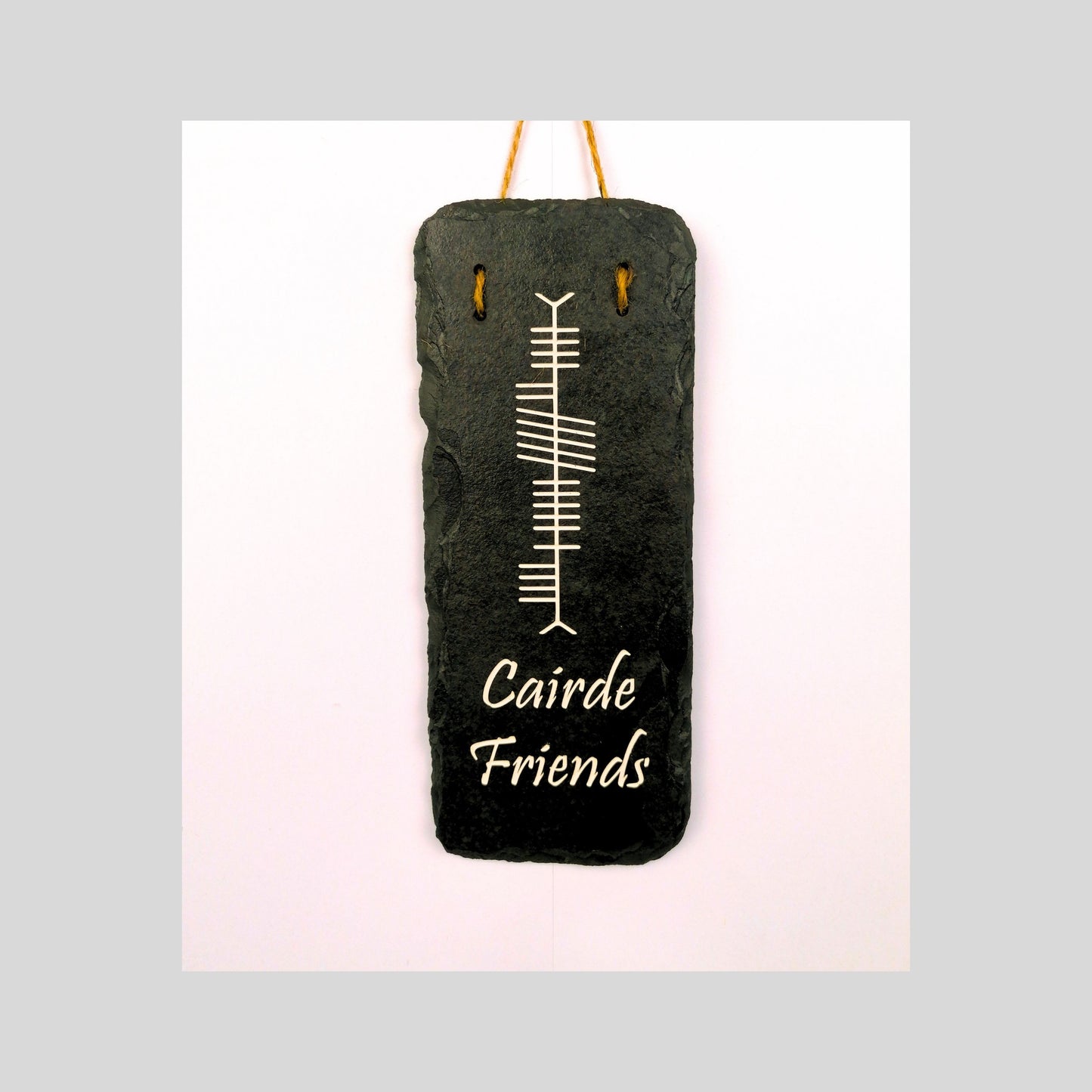 Ogham Wall Hanging | Natural Slate | Handmade Deep Engraved Signs | Celtic Irish Gaelic Traditional | Rustic Home Decor | Unique Gift Ideas