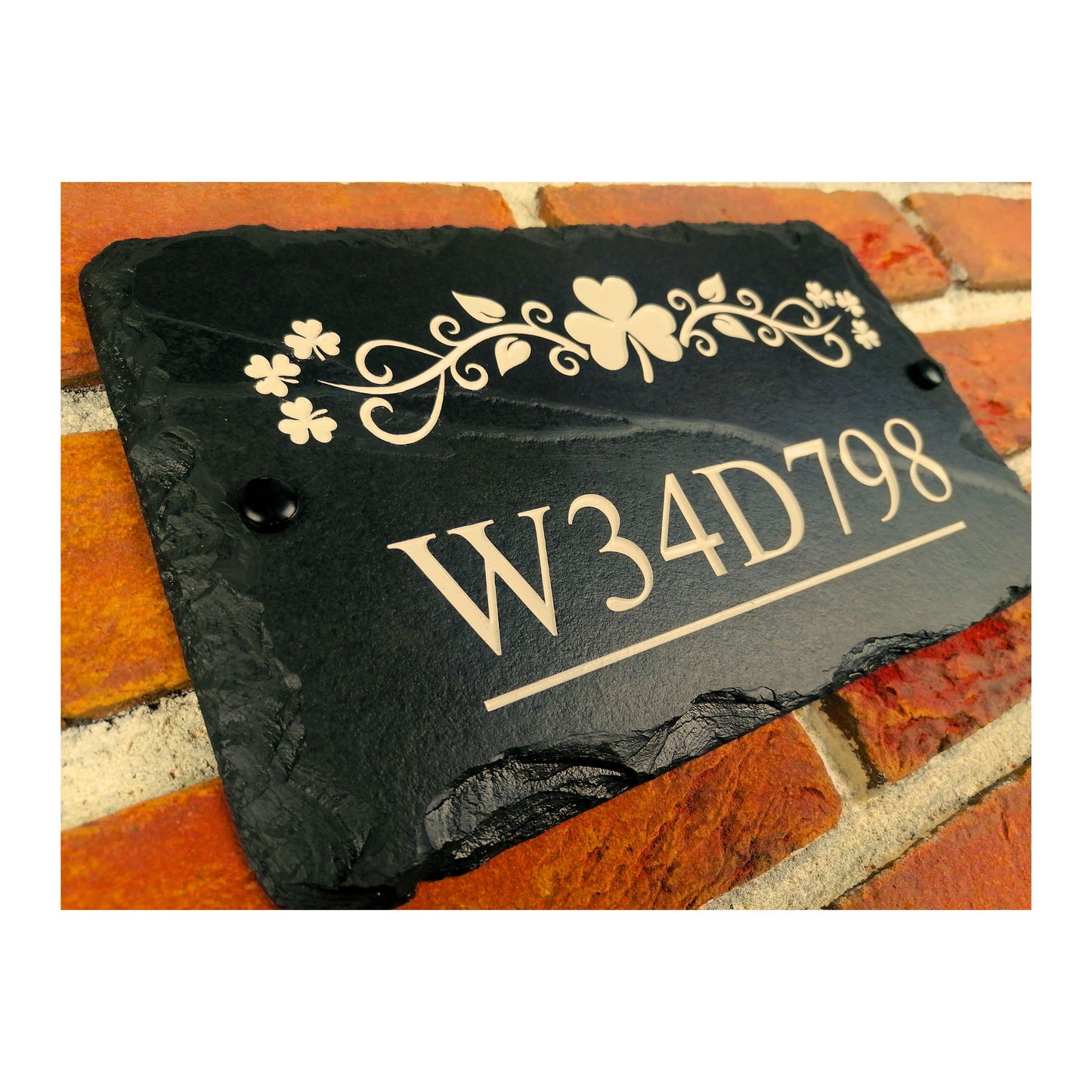 Engraved Natural Slate House Address Sign - Rustic Farmhouse Style Door Number - Wedding, Housewarming, Anniversary Gift Idea