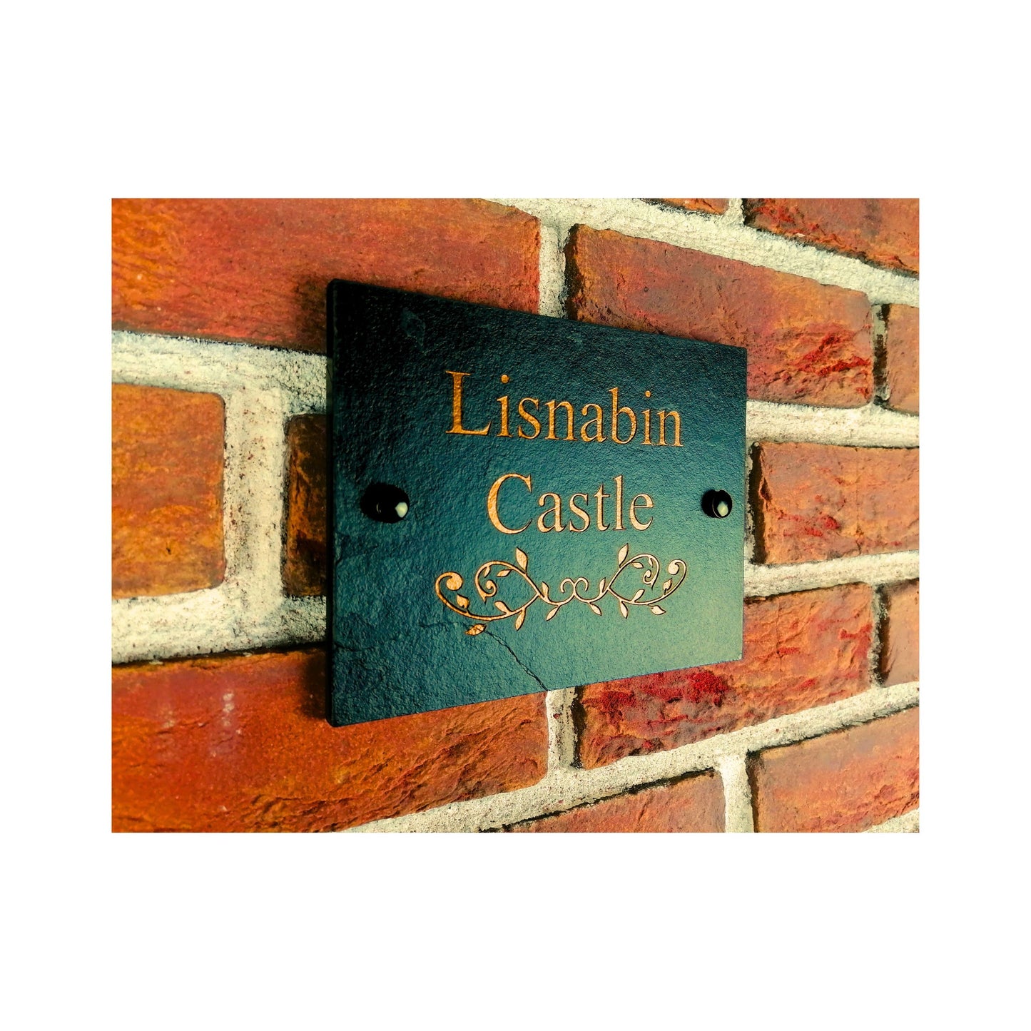 Engraved Natural Slate House Address Sign - Rustic Farmhouse Style Door Number - Wedding, Housewarming, Anniversary Gift Idea