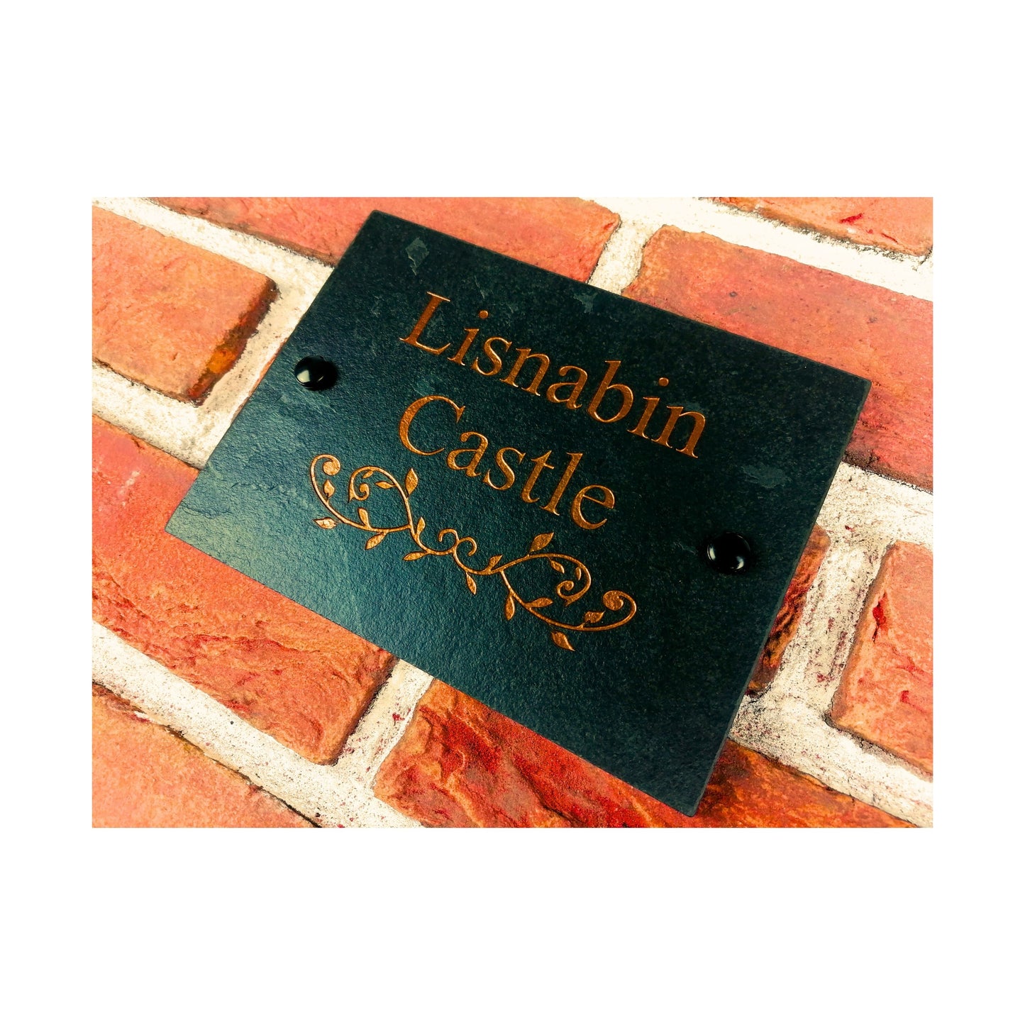 Engraved Natural Slate House Address Sign - Rustic Farmhouse Style Door Number - Wedding, Housewarming, Anniversary Gift Idea