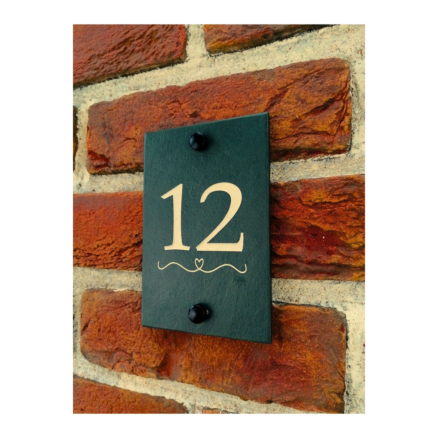 Engraved Natural Slate House Number Sign - Rustic Farmhouse Style Door Number - Wedding, Housewarming, Anniversary Gift Idea