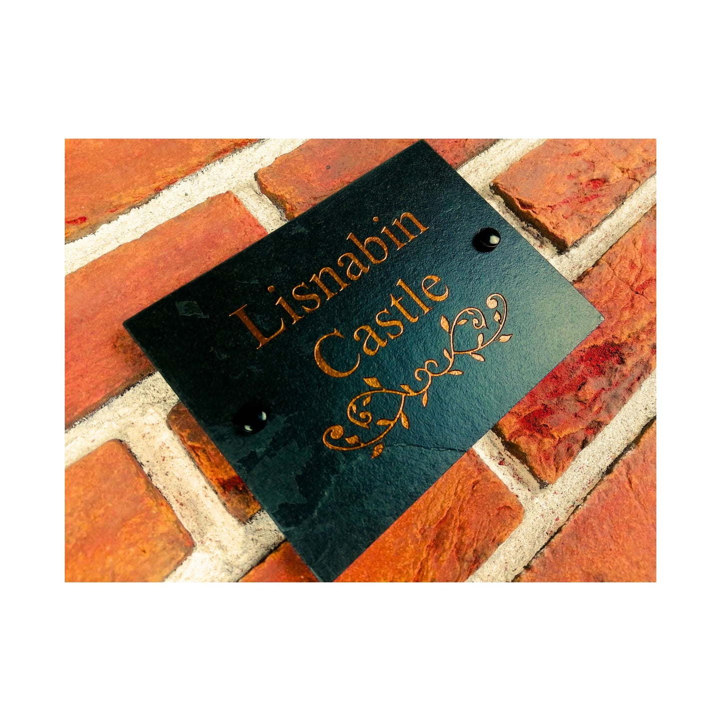 Engraved Natural Slate House Address Sign - Rustic Farmhouse Style Door Number - Wedding, Housewarming, Anniversary Gift Idea