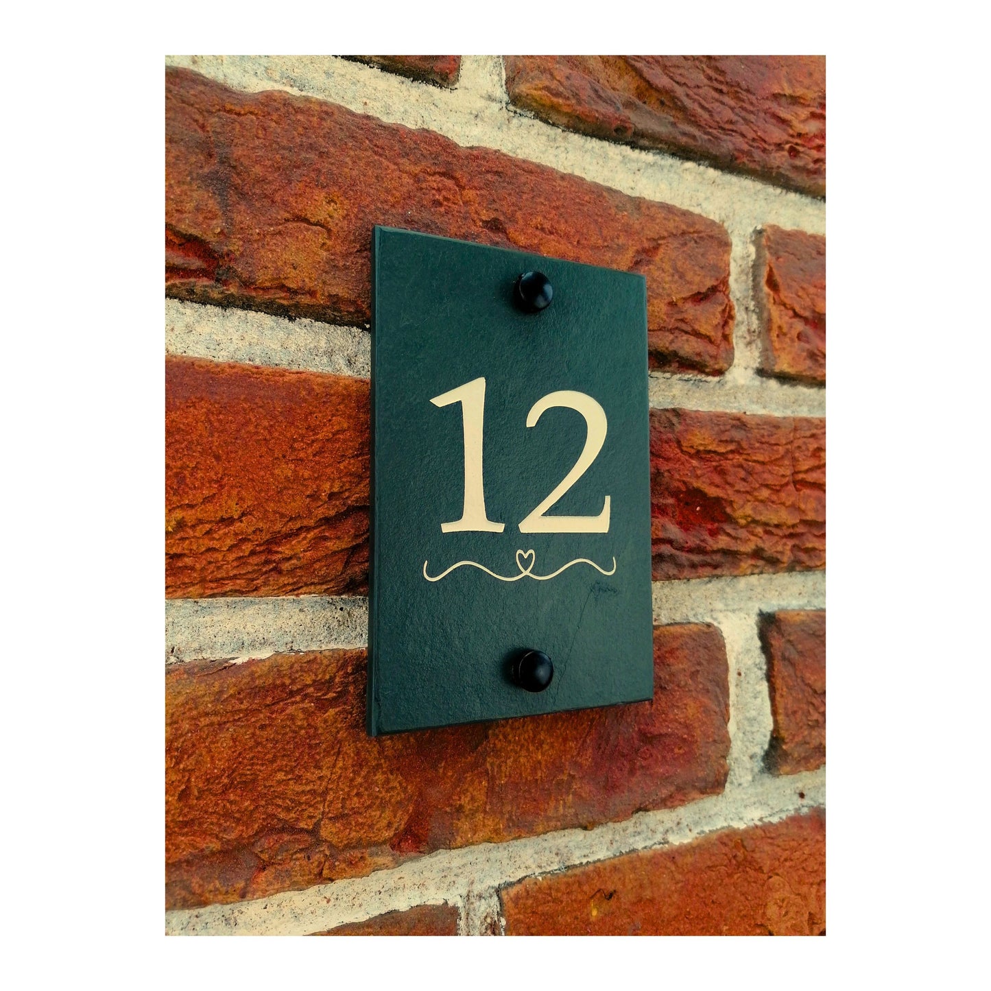 Engraved Natural Slate House Number Sign - Rustic Farmhouse Style Door Number - Wedding, Housewarming, Anniversary Gift Idea