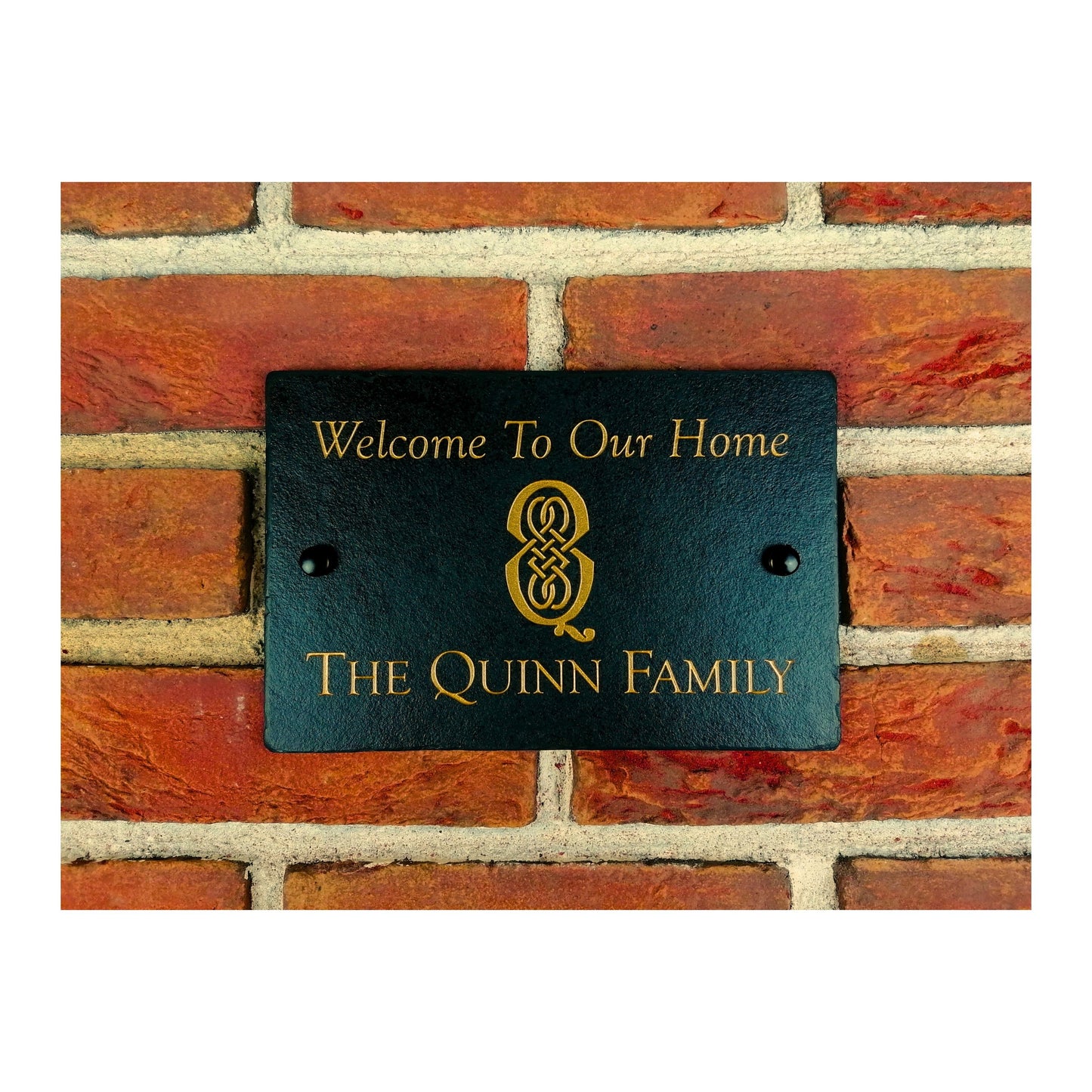 Engraved Natural Slate House Address Sign - Rustic Farmhouse Style Door Number - Wedding, Housewarming, Anniversary Gift Idea