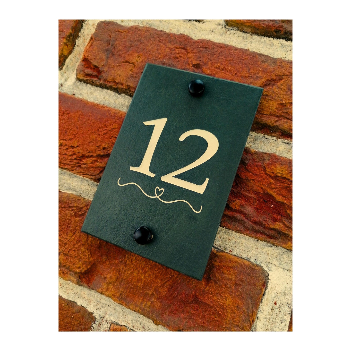 Engraved Natural Slate House Number Sign - Rustic Farmhouse Style Door Number - Wedding, Housewarming, Anniversary Gift Idea