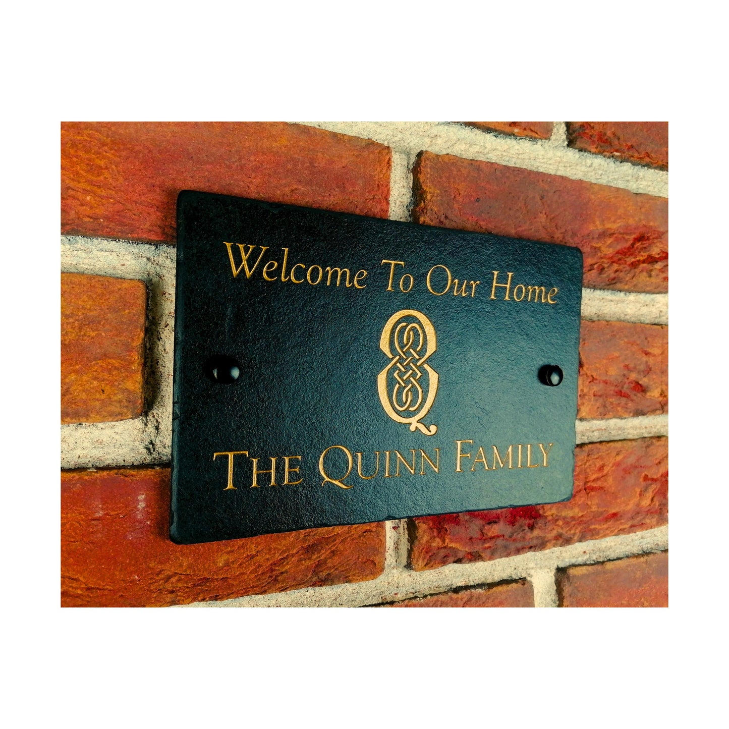Engraved Natural Slate House Address Sign - Rustic Farmhouse Style Door Number - Wedding, Housewarming, Anniversary Gift Idea