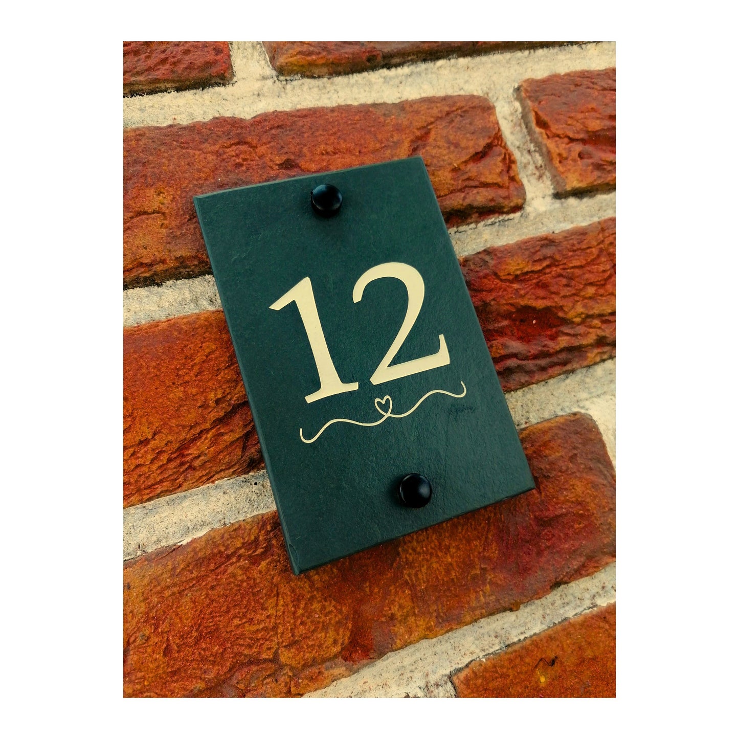 Engraved Natural Slate House Number Sign - Rustic Farmhouse Style Door Number - Wedding, Housewarming, Anniversary Gift Idea
