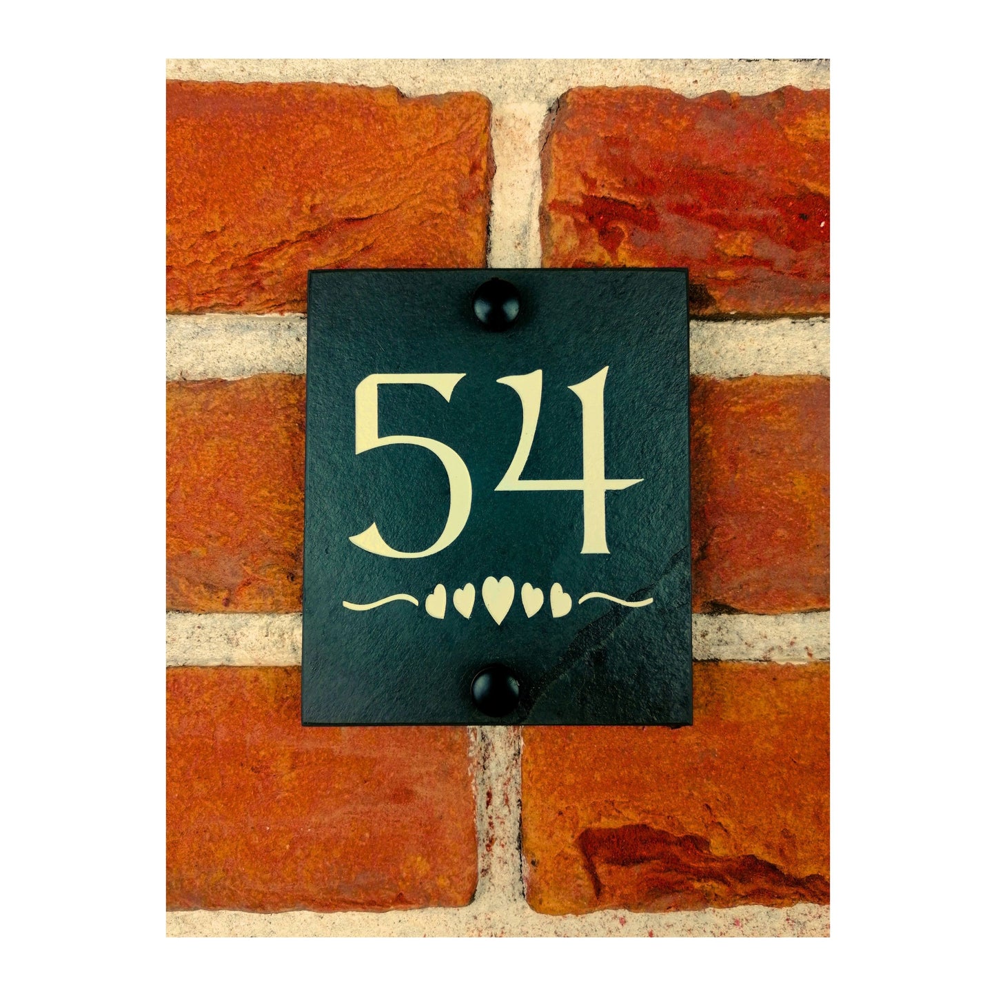 Engraved Natural Slate House Address Sign - Rustic Farmhouse Style Door Number - Wedding, Housewarming, Anniversary Gift Idea