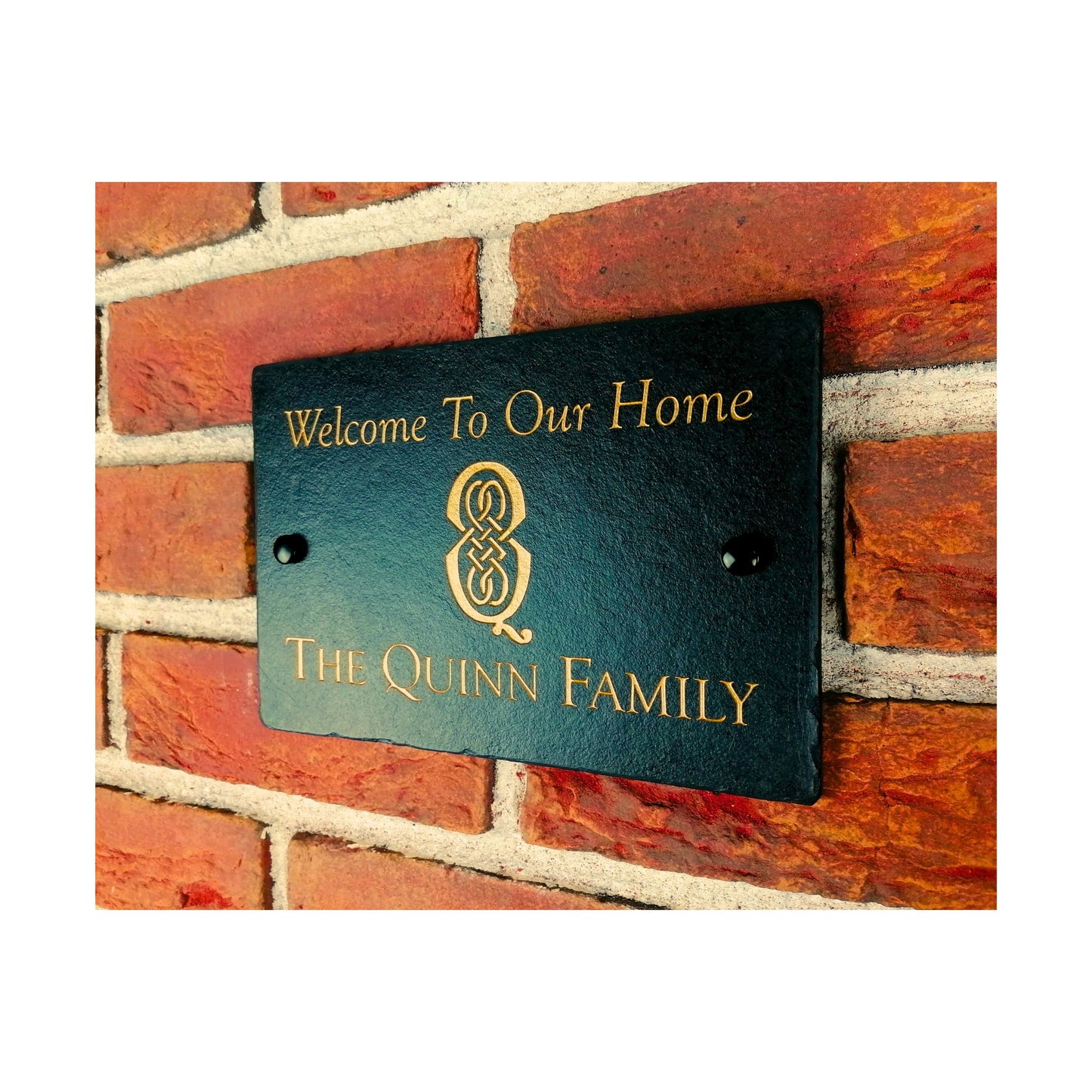 Engraved Natural Slate House Address Sign - Rustic Farmhouse Style Door Number - Wedding, Housewarming, Anniversary Gift Idea