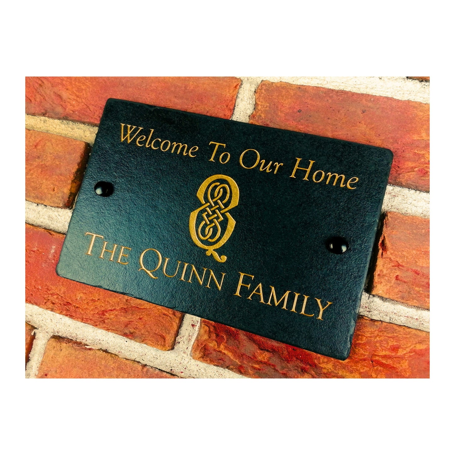 Engraved Natural Slate House Address Sign - Rustic Farmhouse Style Door Number - Wedding, Housewarming, Anniversary Gift Idea