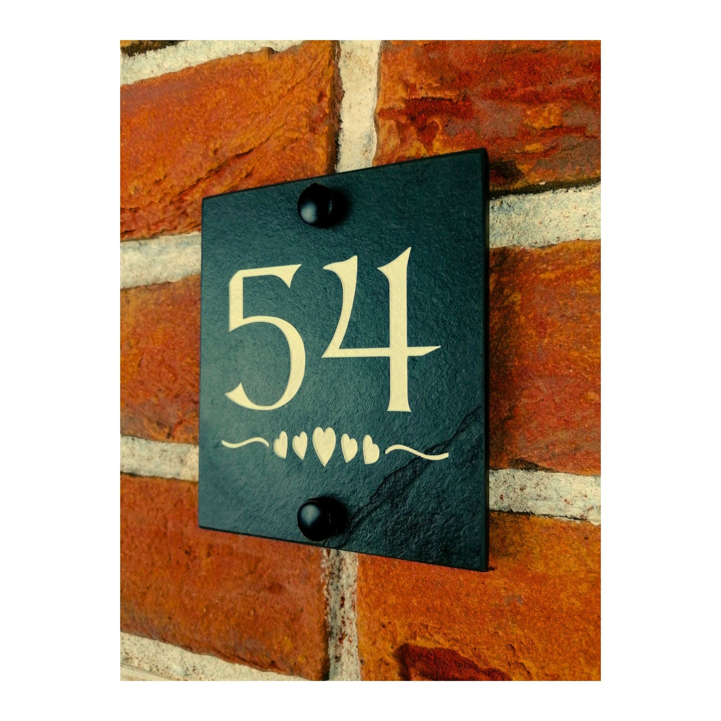 Engraved Natural Slate House Address Sign - Rustic Farmhouse Style Door Number - Wedding, Housewarming, Anniversary Gift Idea