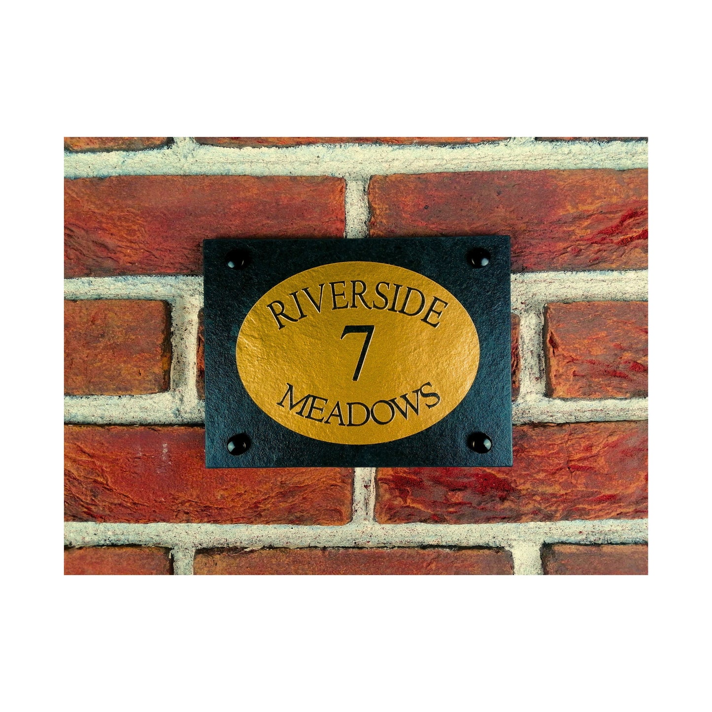 Engraved Natural Slate House Address Sign - Rustic Farmhouse Style Door Number - Wedding, Housewarming, Anniversary Gift Idea
