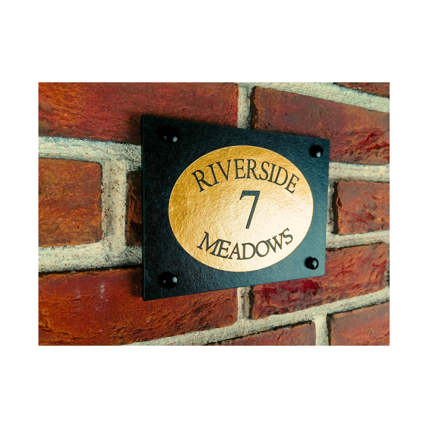 Engraved Natural Slate House Address Sign - Rustic Farmhouse Style Door Number - Wedding, Housewarming, Anniversary Gift Idea