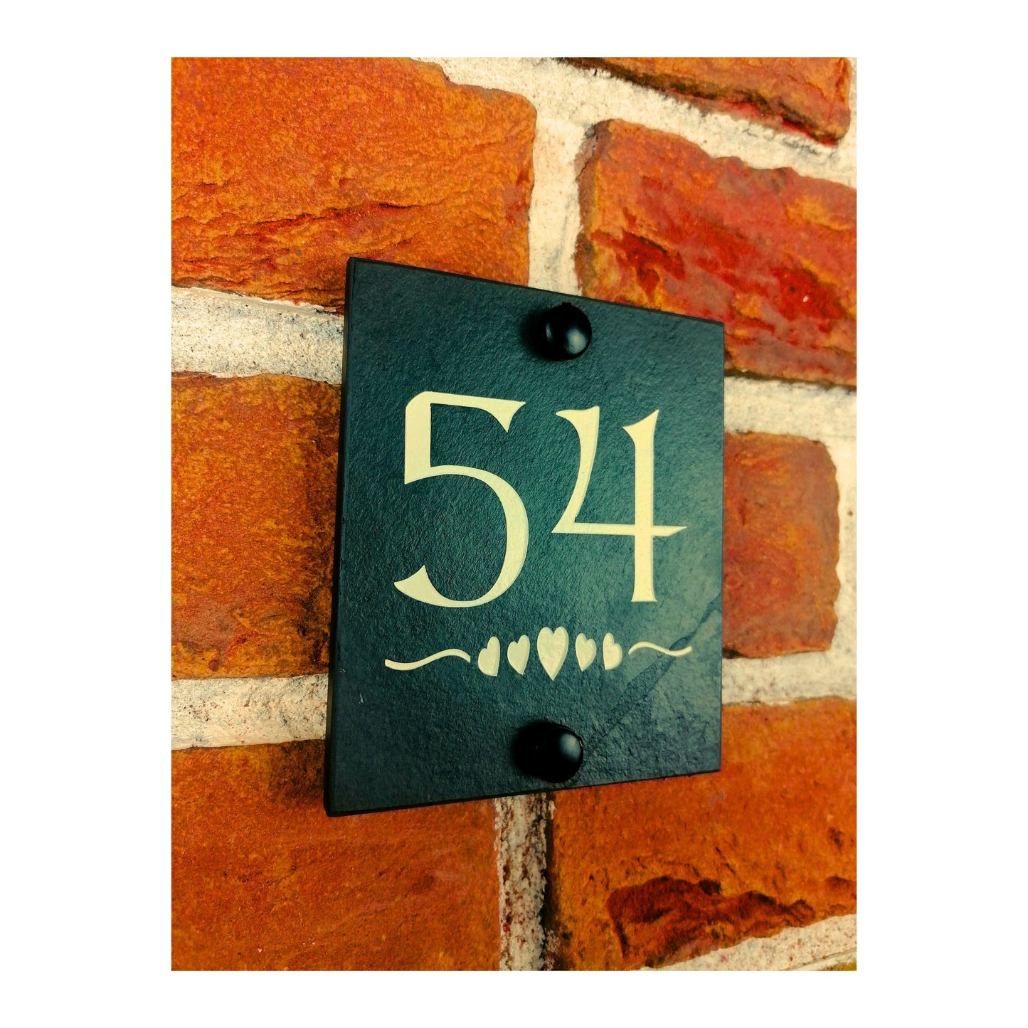 Engraved Natural Slate House Address Sign - Rustic Farmhouse Style Door Number - Wedding, Housewarming, Anniversary Gift Idea