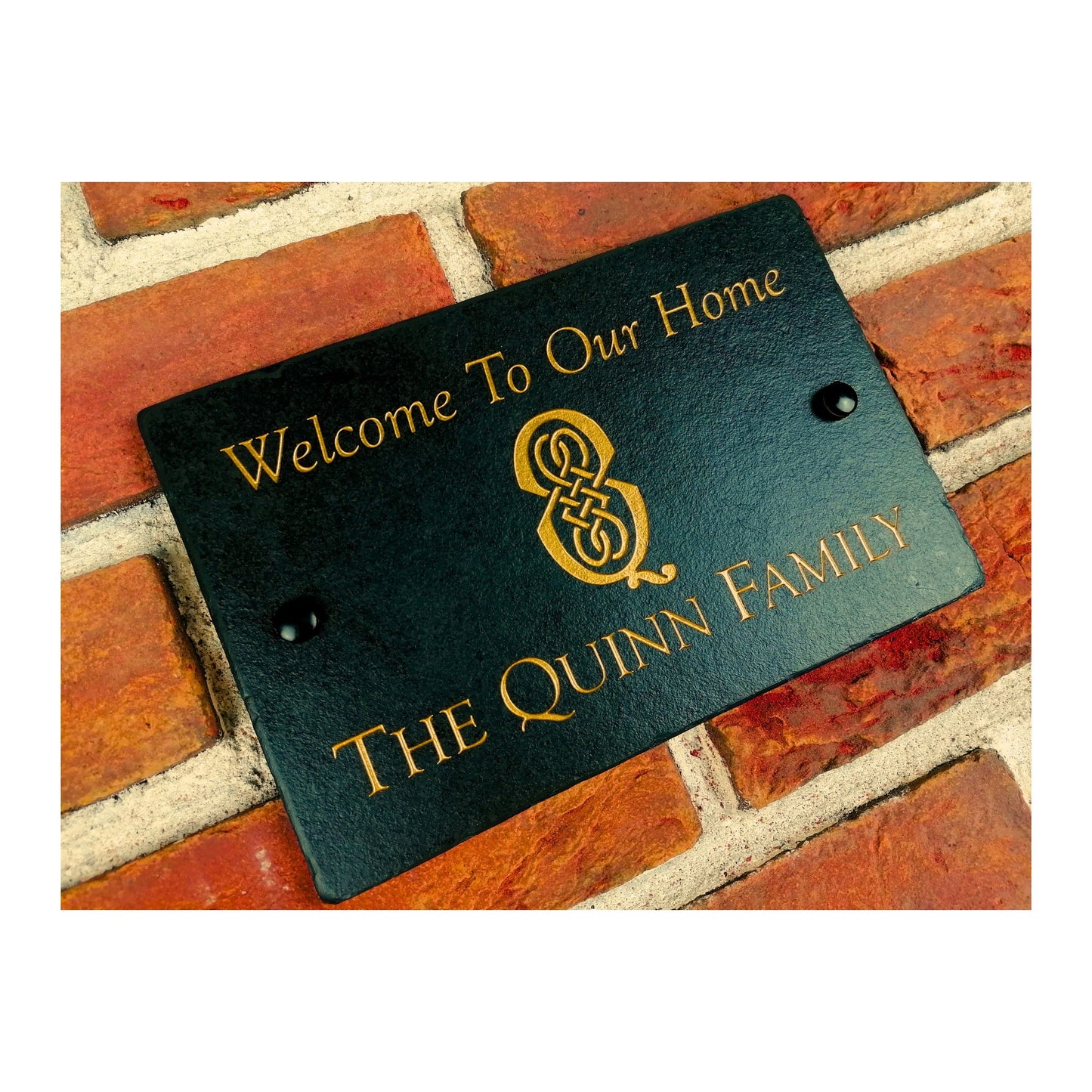 Engraved Natural Slate House Address Sign - Rustic Farmhouse Style Door Number - Wedding, Housewarming, Anniversary Gift Idea