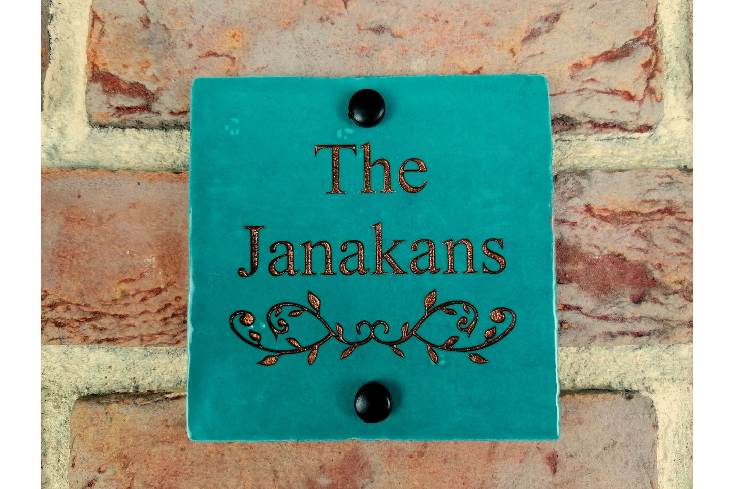Engraved Ceramic Wall Tile Address Sign | Irish Handmade Square Door Number House Name | Rustic Custom Personalised Postcode Mailbox Irish