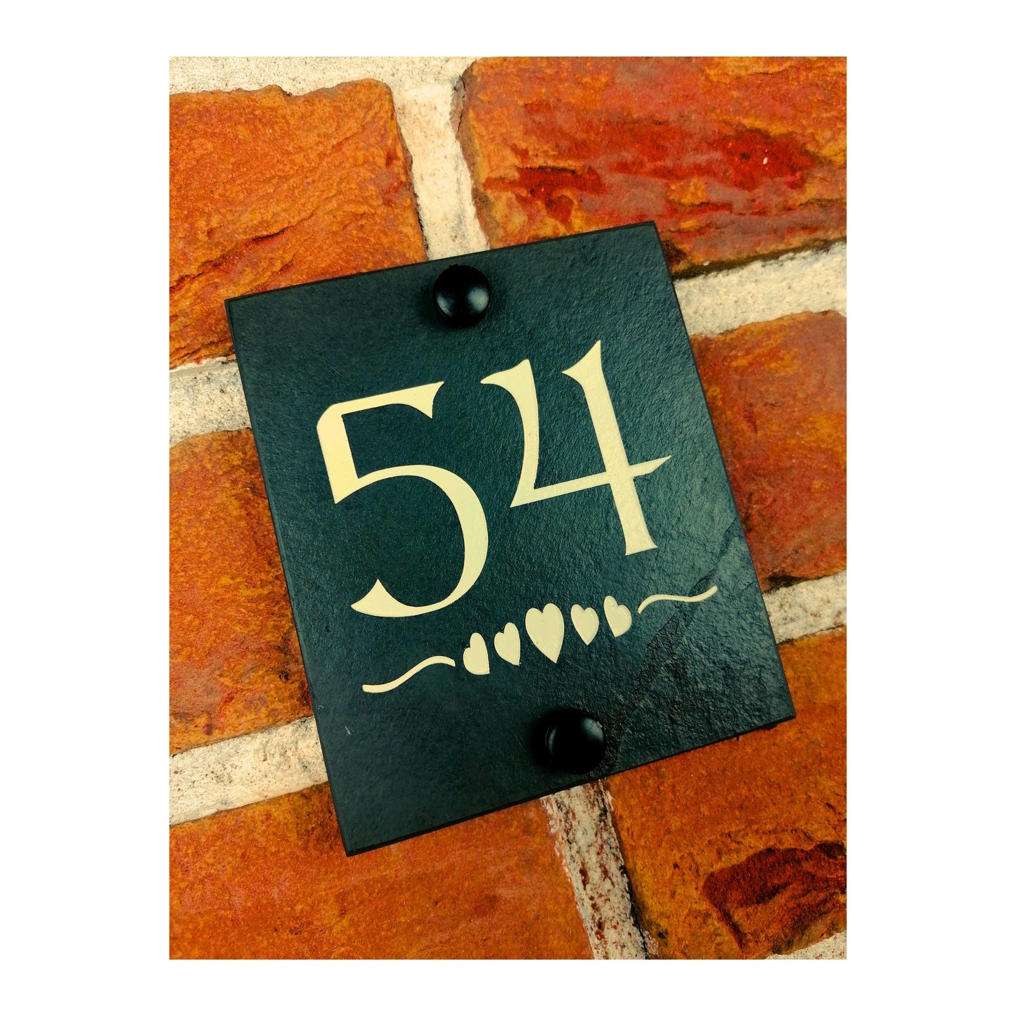 Engraved Natural Slate House Address Sign - Rustic Farmhouse Style Door Number - Wedding, Housewarming, Anniversary Gift Idea