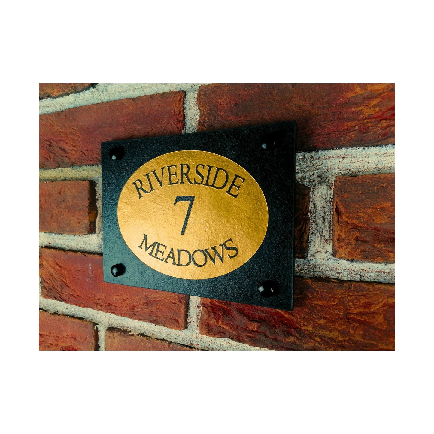 Engraved Natural Slate House Address Sign - Rustic Farmhouse Style Door Number - Wedding, Housewarming, Anniversary Gift Idea