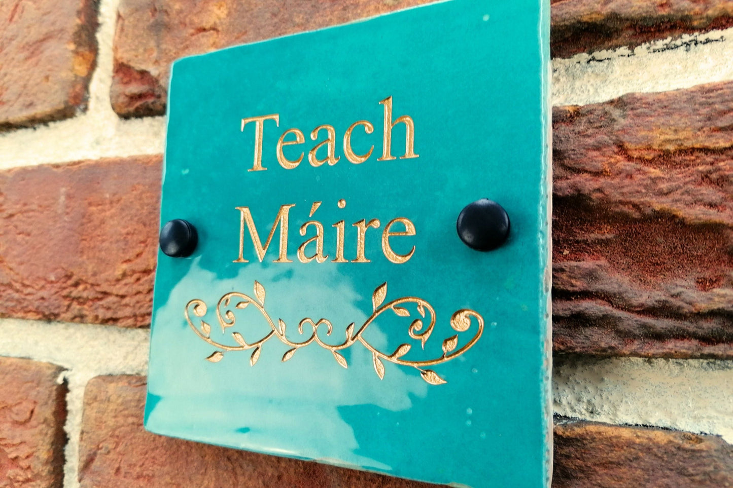 Engraved Ceramic Wall Tile Address Sign | Irish Handmade Square Door Number House Name | Rustic Custom Personalised Postcode Mailbox Irish