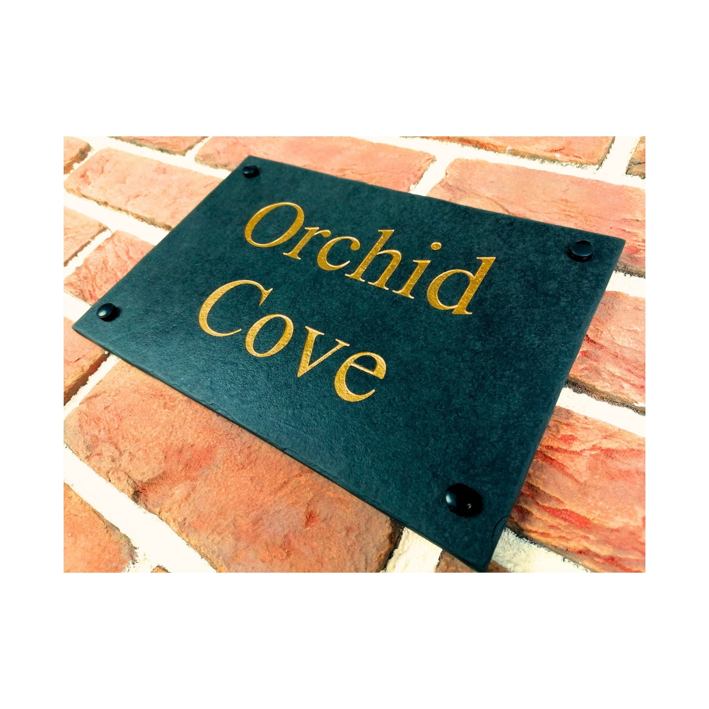 Engraved Natural Slate House Address Sign - Rustic Farmhouse Style Door Number - Wedding, Housewarming, Anniversary Gift Idea
