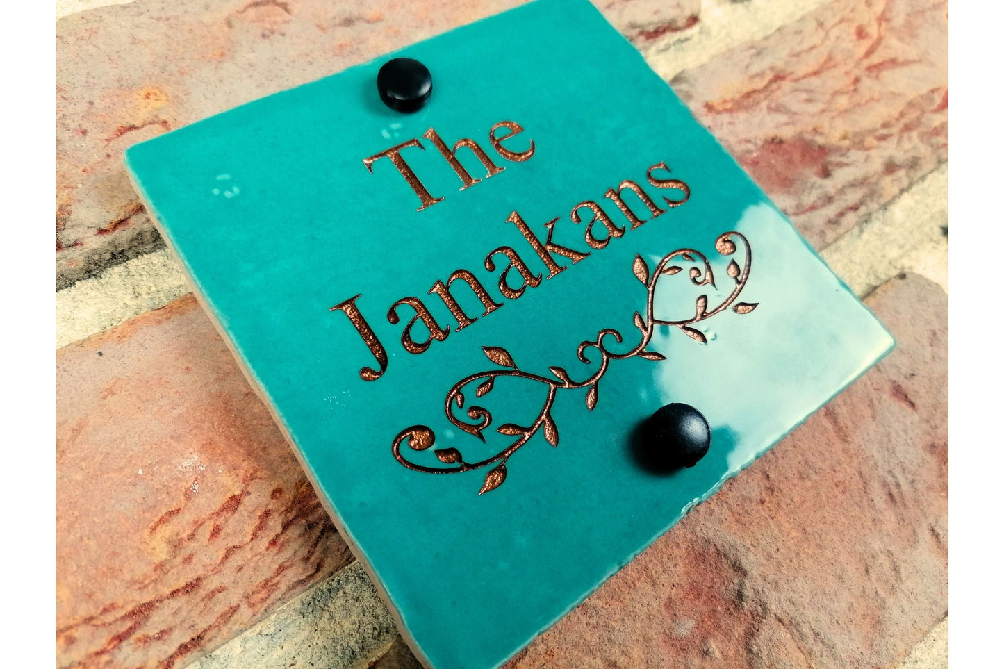 Engraved Ceramic Wall Tile Address Sign | Irish Handmade Square Door Number House Name | Rustic Custom Personalised Postcode Mailbox Irish