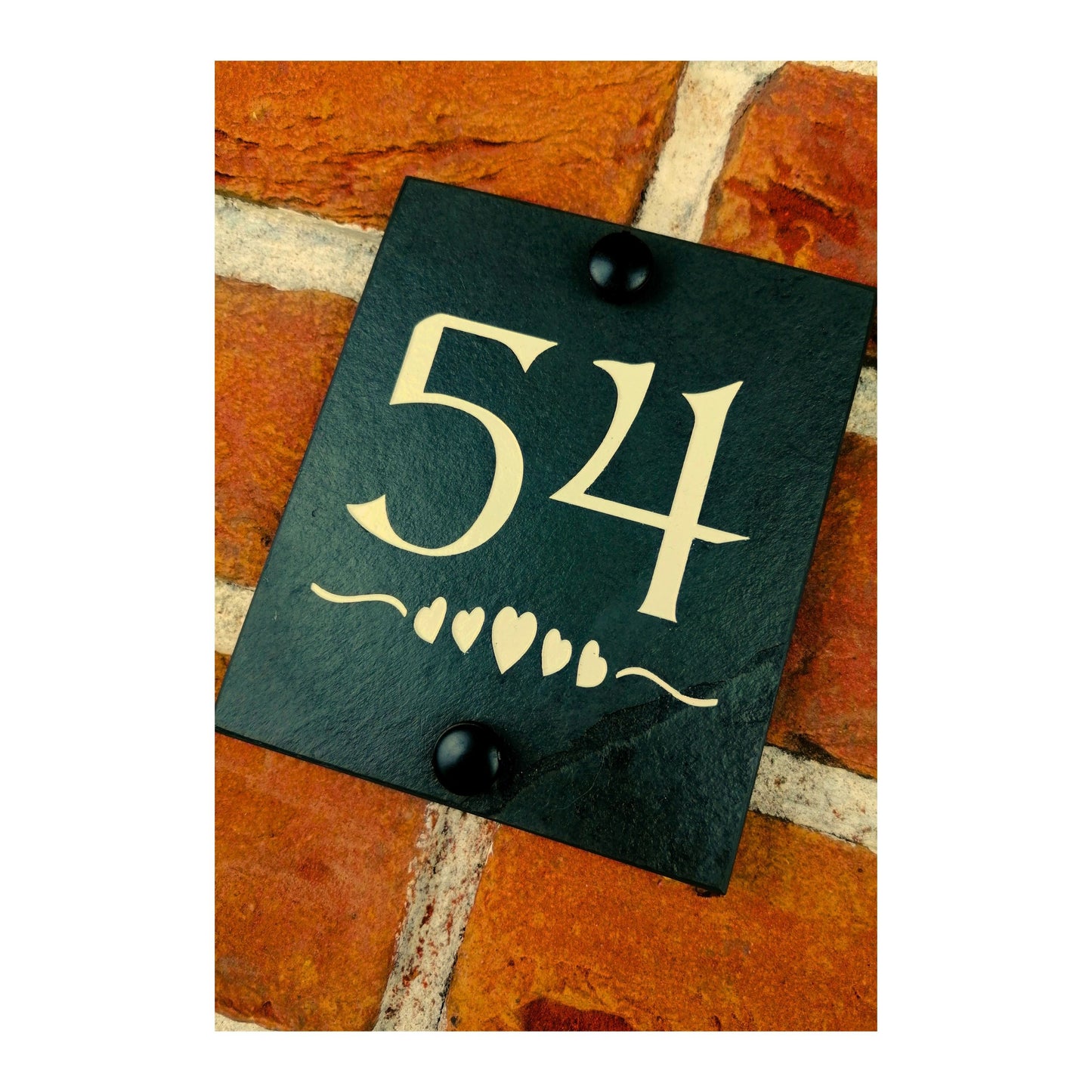 Engraved Natural Slate House Address Sign - Rustic Farmhouse Style Door Number - Wedding, Housewarming, Anniversary Gift Idea