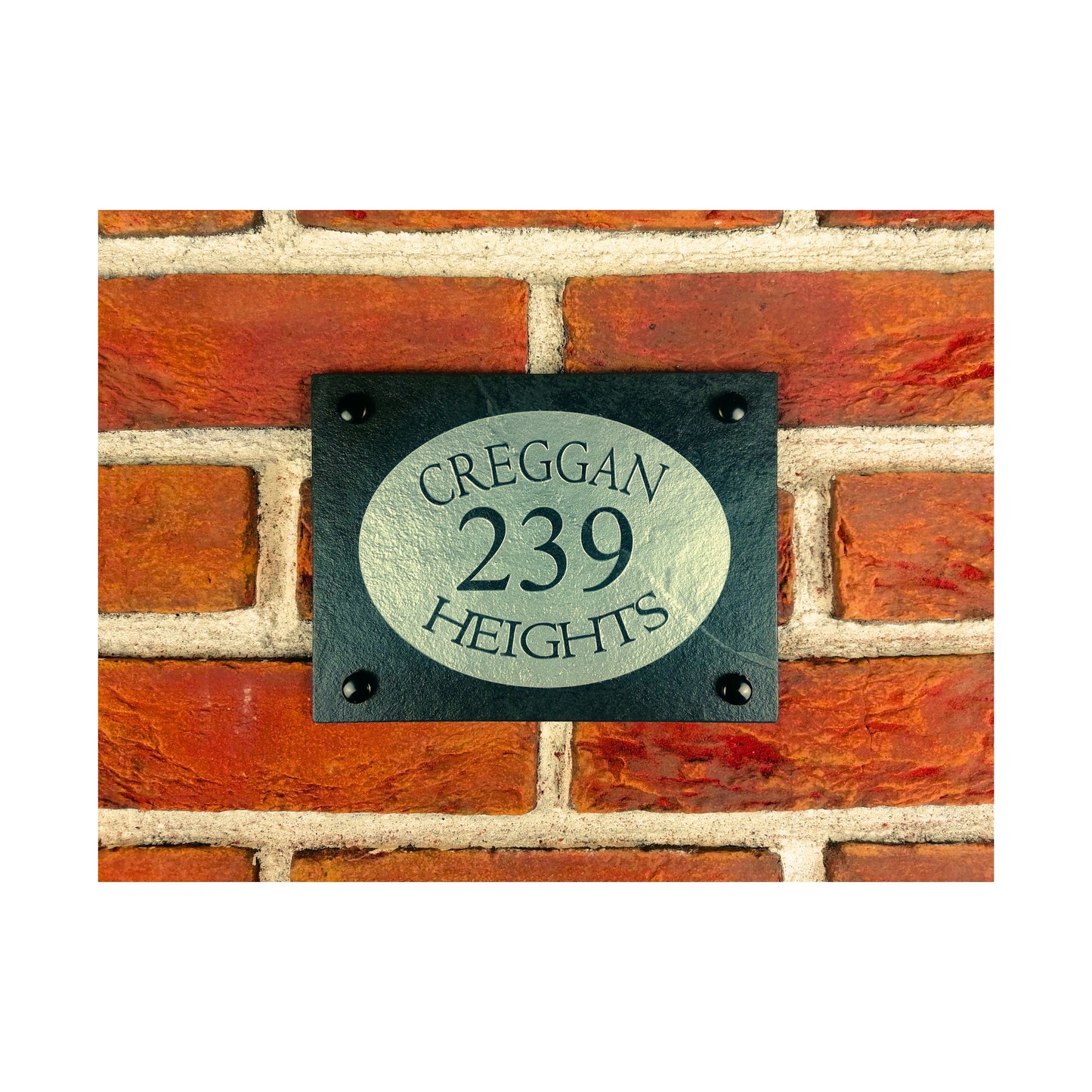 Engraved Natural Slate House Address Sign - Rustic Farmhouse Style Door Number - Wedding, Housewarming, Anniversary Gift Idea