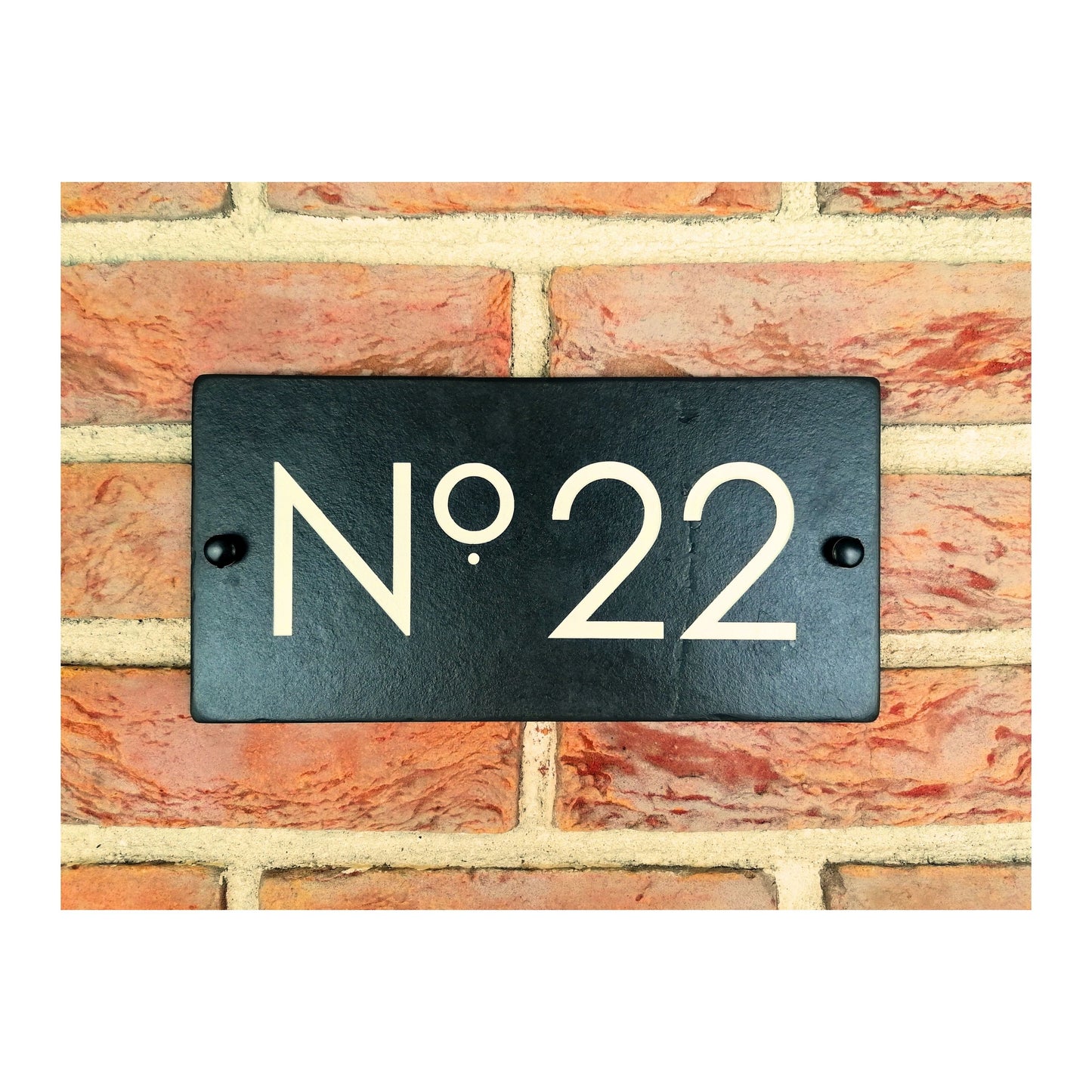 Engraved Natural Slate House Address Sign - Rustic Farmhouse Style Door Number - Wedding, Housewarming, Anniversary Gift Idea
