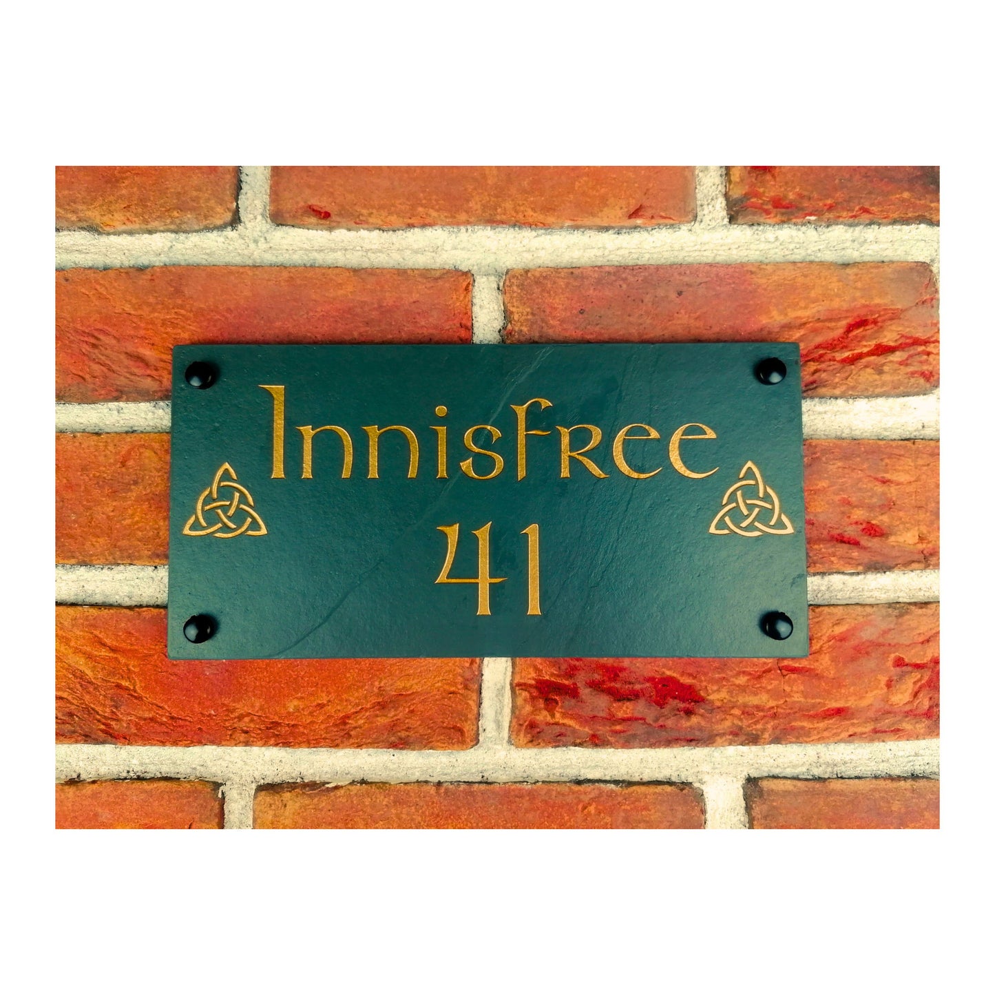 Engraved Natural Slate House Address Sign - Rustic Farmhouse Style Door Number - Wedding, Housewarming, Anniversary Gift Idea