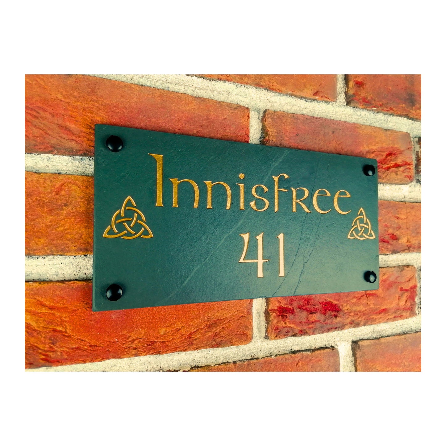 Engraved Natural Slate House Address Sign - Rustic Farmhouse Style Door Number - Wedding, Housewarming, Anniversary Gift Idea