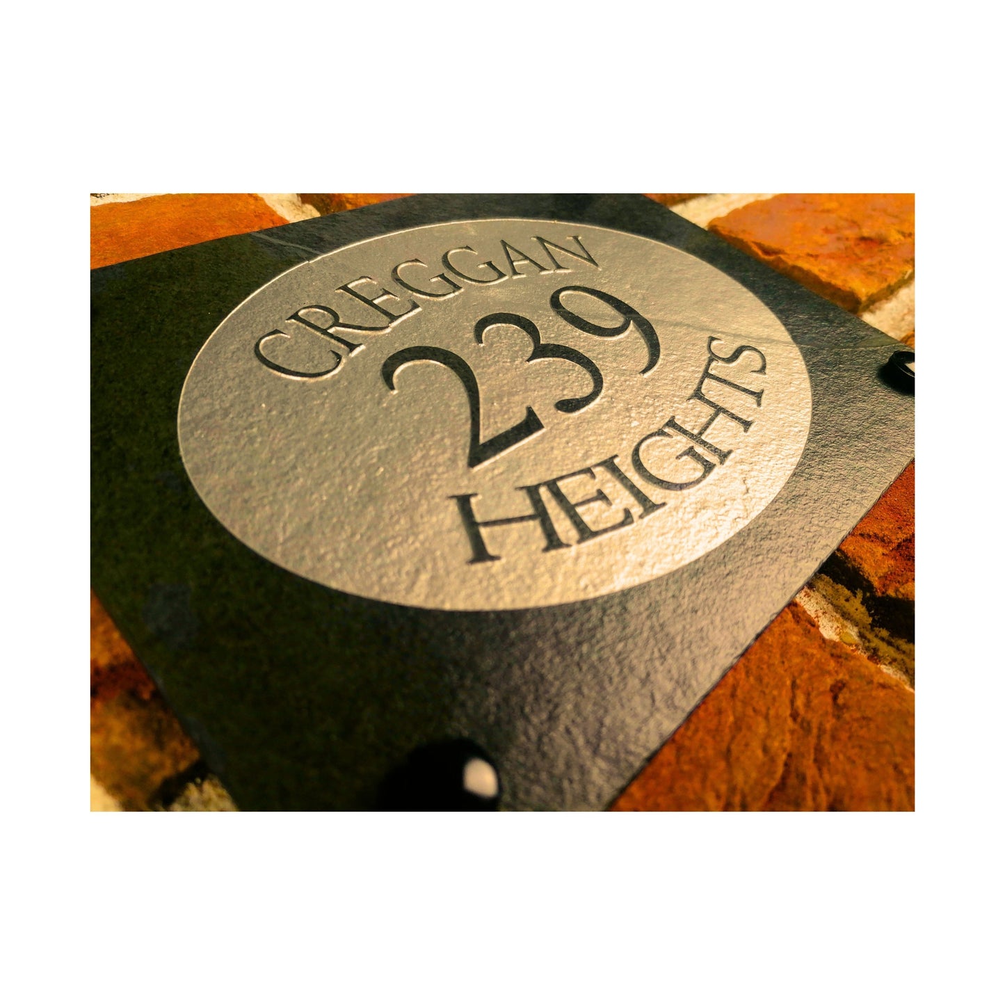 Engraved Natural Slate House Address Sign - Rustic Farmhouse Style Door Number - Wedding, Housewarming, Anniversary Gift Idea