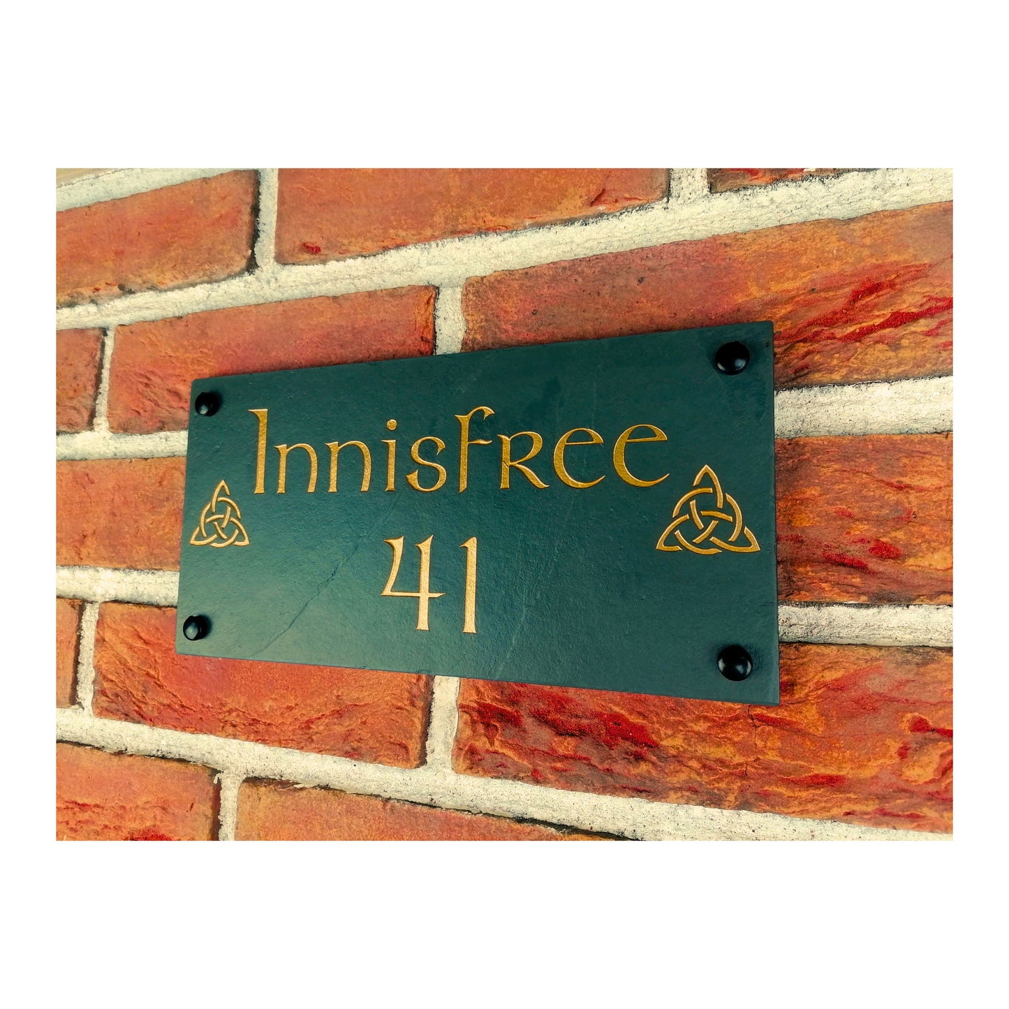 Engraved Natural Slate House Address Sign - Rustic Farmhouse Style Door Number - Wedding, Housewarming, Anniversary Gift Idea