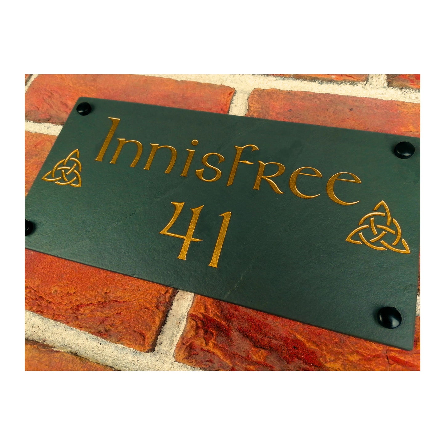 Engraved Natural Slate House Address Sign - Rustic Farmhouse Style Door Number - Wedding, Housewarming, Anniversary Gift Idea