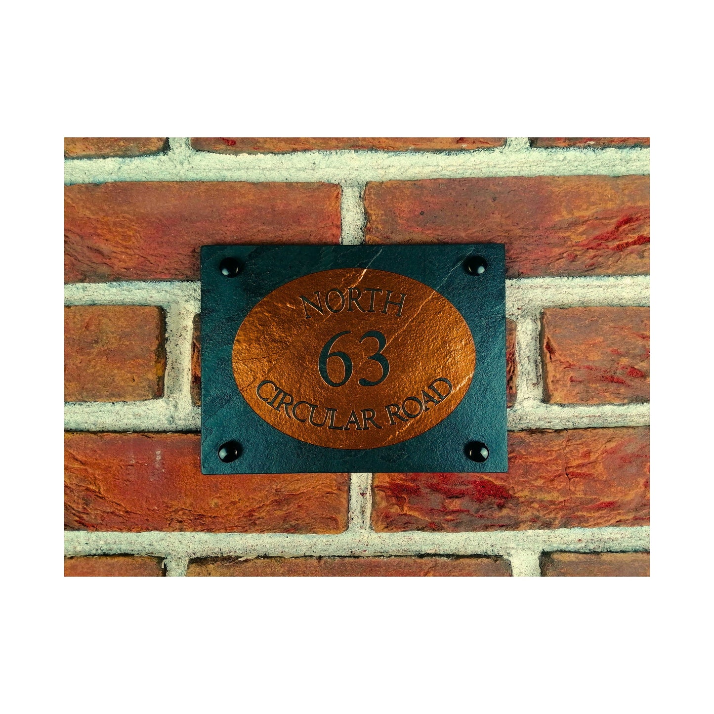 Engraved Natural Slate House Address Sign - Rustic Farmhouse Style Door Number - Wedding, Housewarming, Anniversary Gift Idea