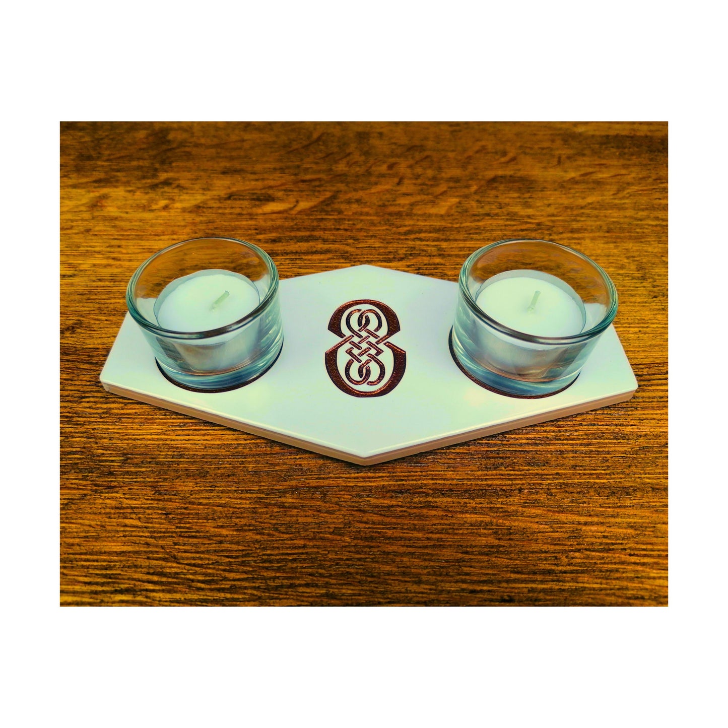 Handmade Tealight Candle Holder | Deep Engraved Ceramic Tile | Unique Gift Idea | Made In Ireland | Gold Copper Silver | Modern Home Decor