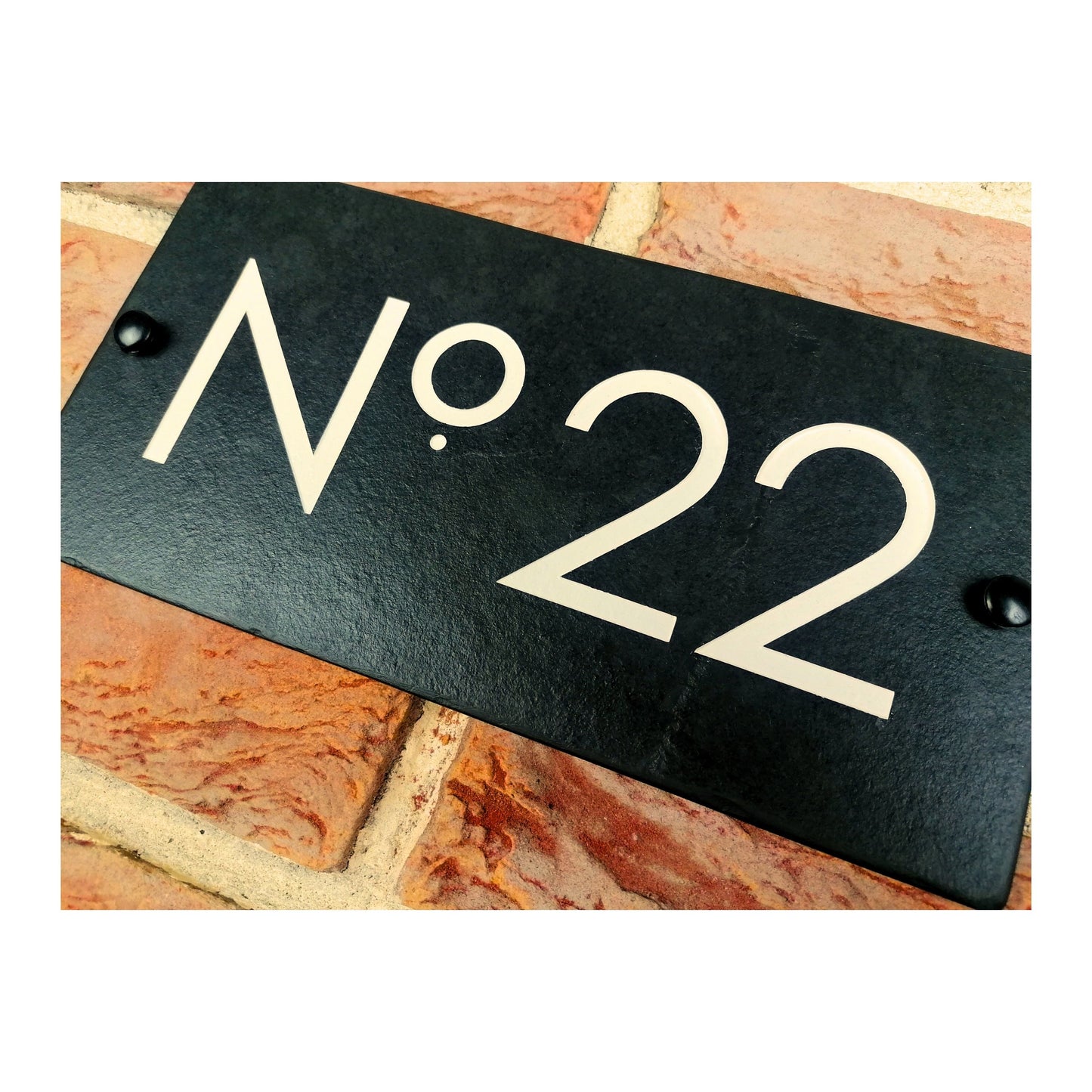 Engraved Natural Slate House Address Sign - Rustic Farmhouse Style Door Number - Wedding, Housewarming, Anniversary Gift Idea