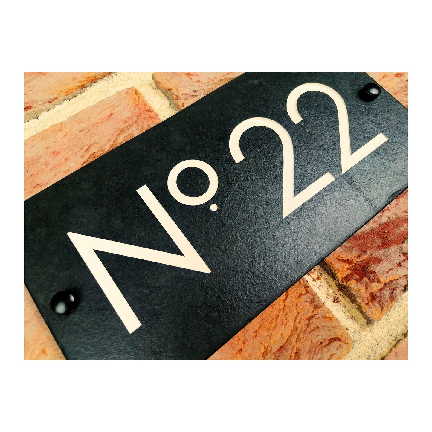Engraved Natural Slate House Address Sign - Rustic Farmhouse Style Door Number - Wedding, Housewarming, Anniversary Gift Idea