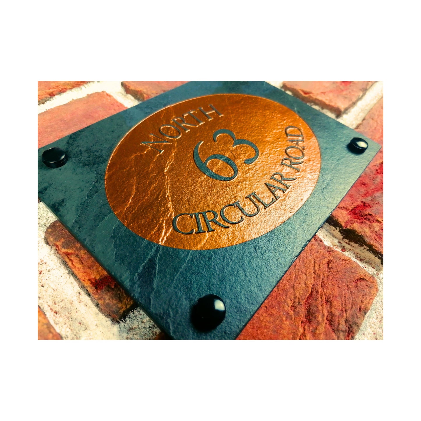 Engraved Natural Slate House Address Sign - Rustic Farmhouse Style Door Number - Wedding, Housewarming, Anniversary Gift Idea
