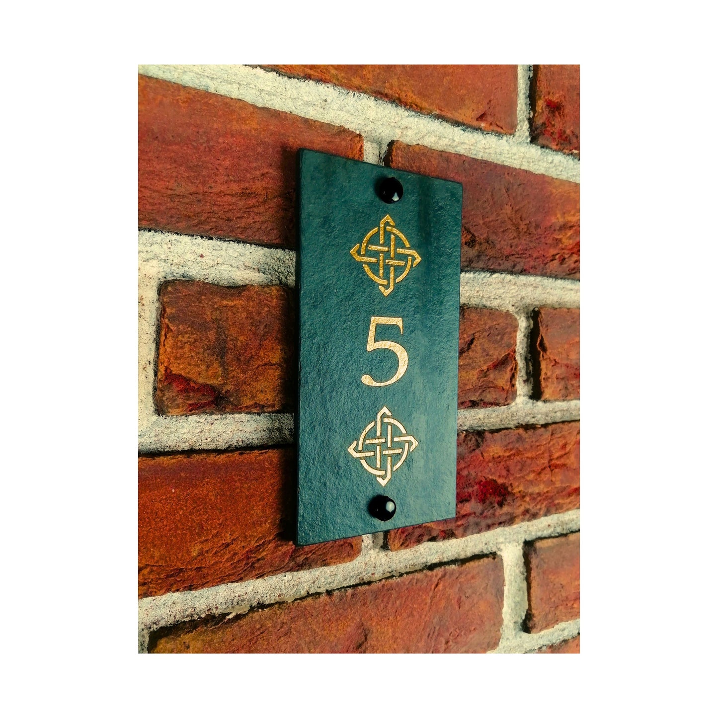 Engraved Natural Slate House Address Sign - Rustic Farmhouse Style Door Number - Wedding, Housewarming, Anniversary Gift Idea