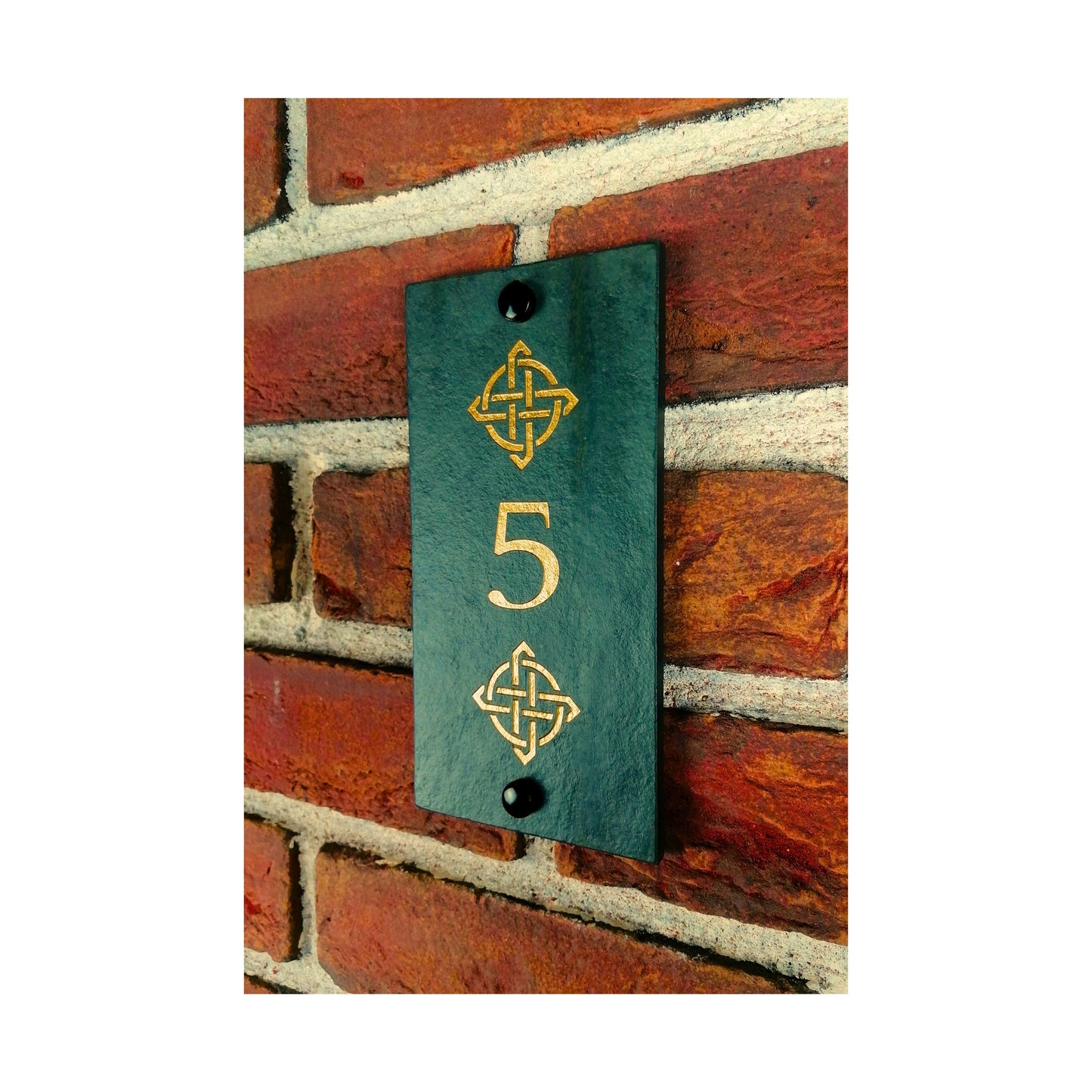 Engraved Natural Slate House Address Sign - Rustic Farmhouse Style Door Number - Wedding, Housewarming, Anniversary Gift Idea