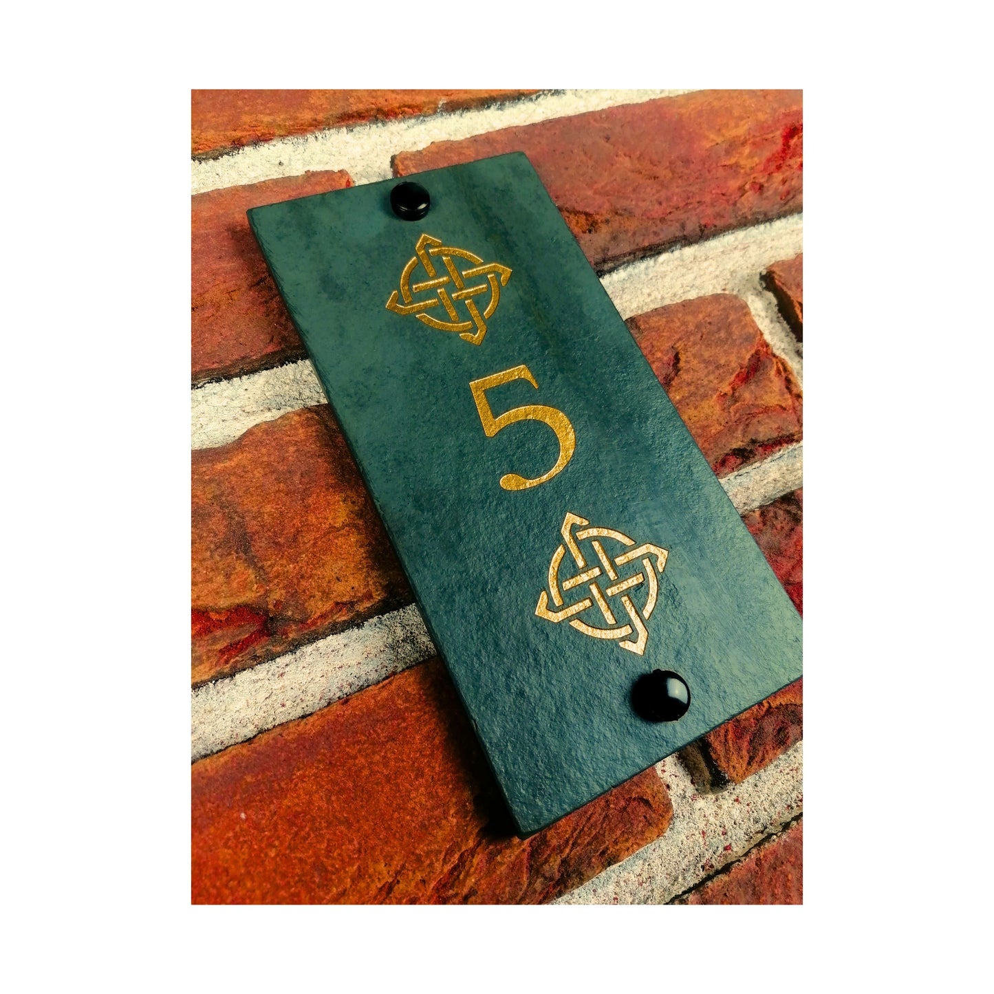 Engraved Natural Slate House Address Sign - Rustic Farmhouse Style Door Number - Wedding, Housewarming, Anniversary Gift Idea
